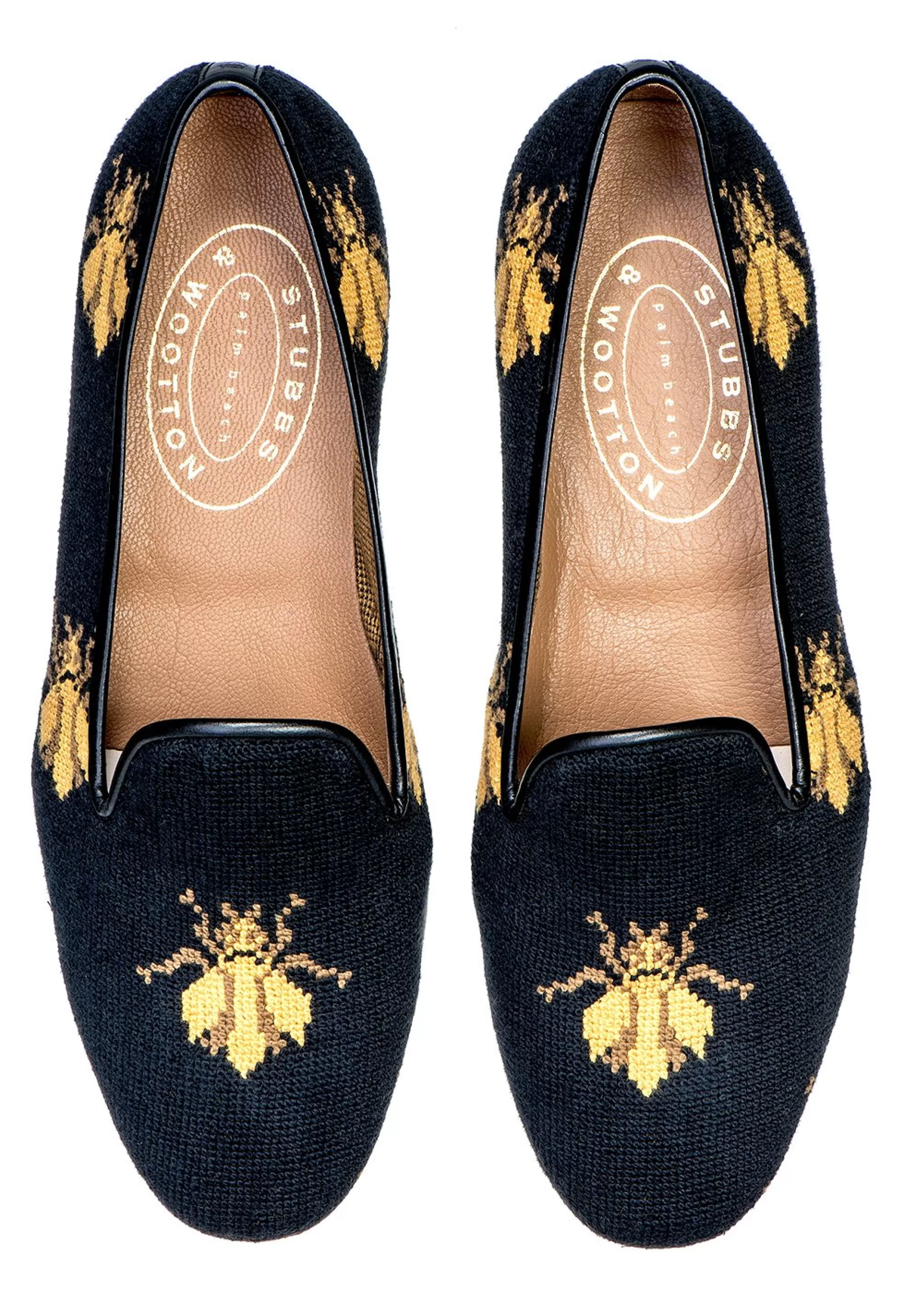 Slipper*Stubbs & Wootton Bee Needlepoint Slipper (Women) Black