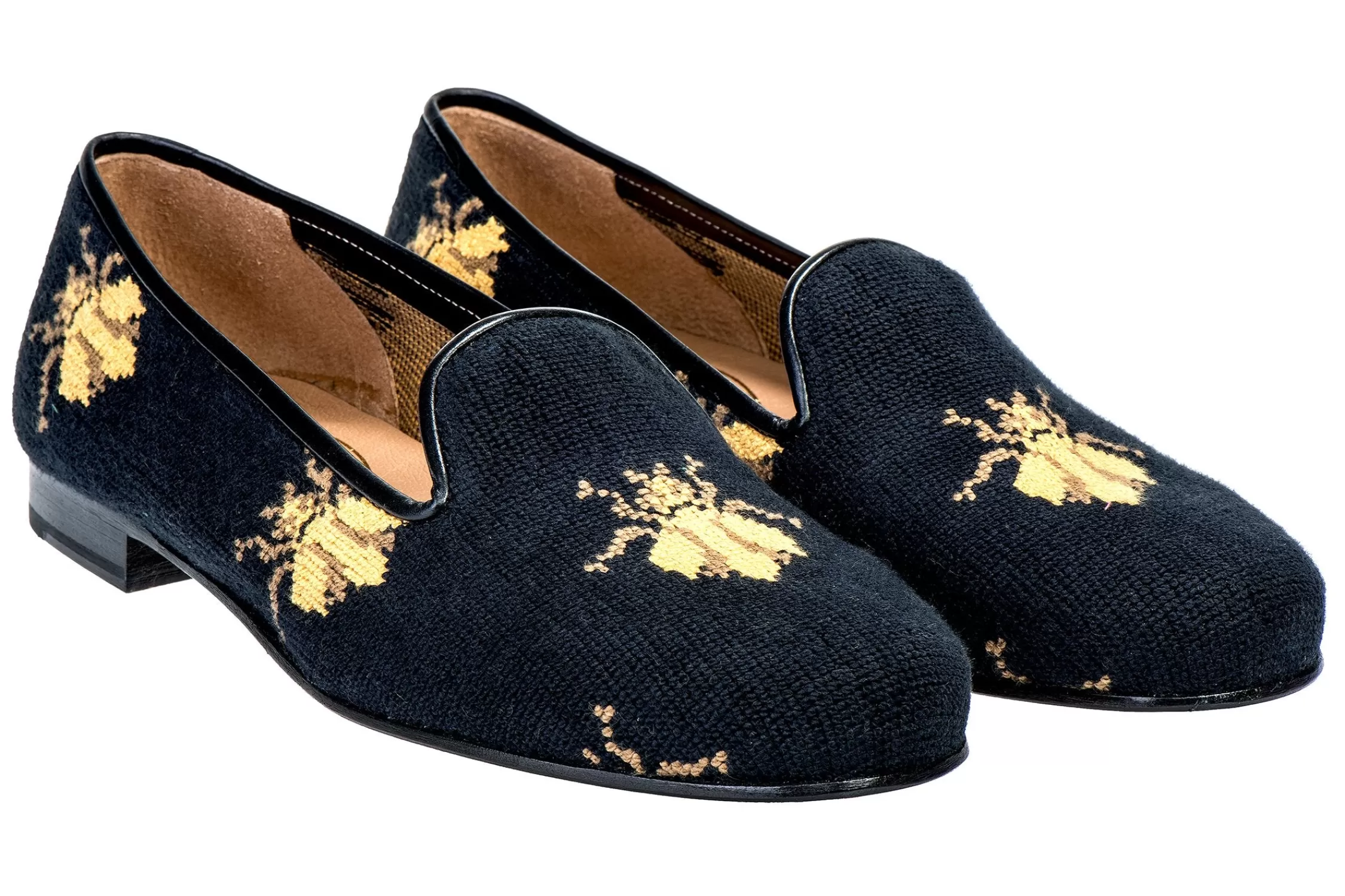 Slipper*Stubbs & Wootton Bee Needlepoint Slipper (Women) Black