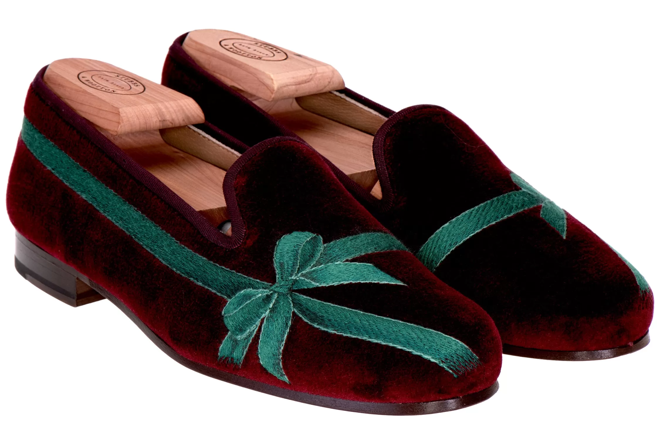 Slipper*Stubbs & Wootton Bow Burgundy (Women) Red