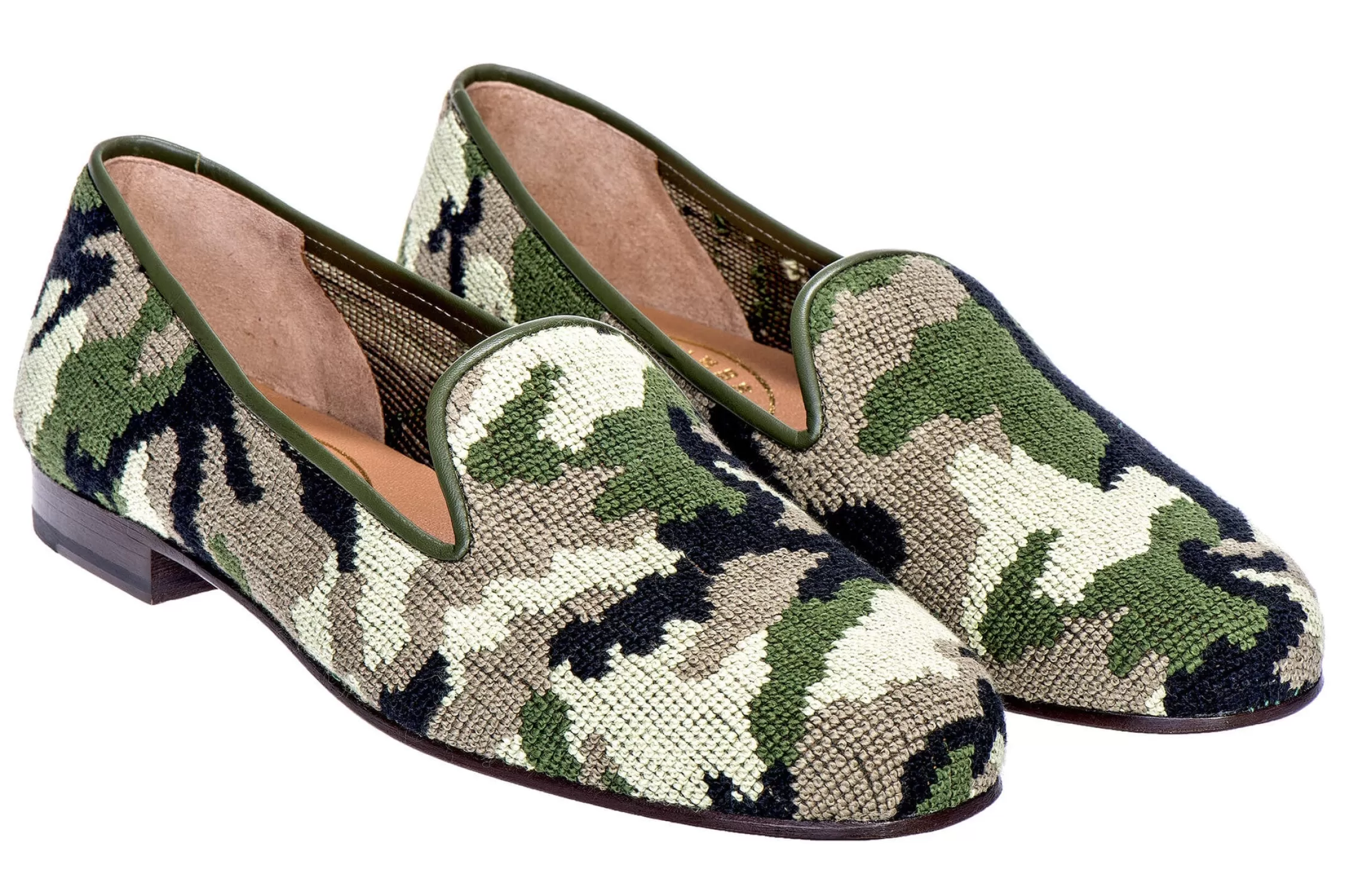 Slipper*Stubbs & Wootton Camo Needlepoint Slipper (Men) Green