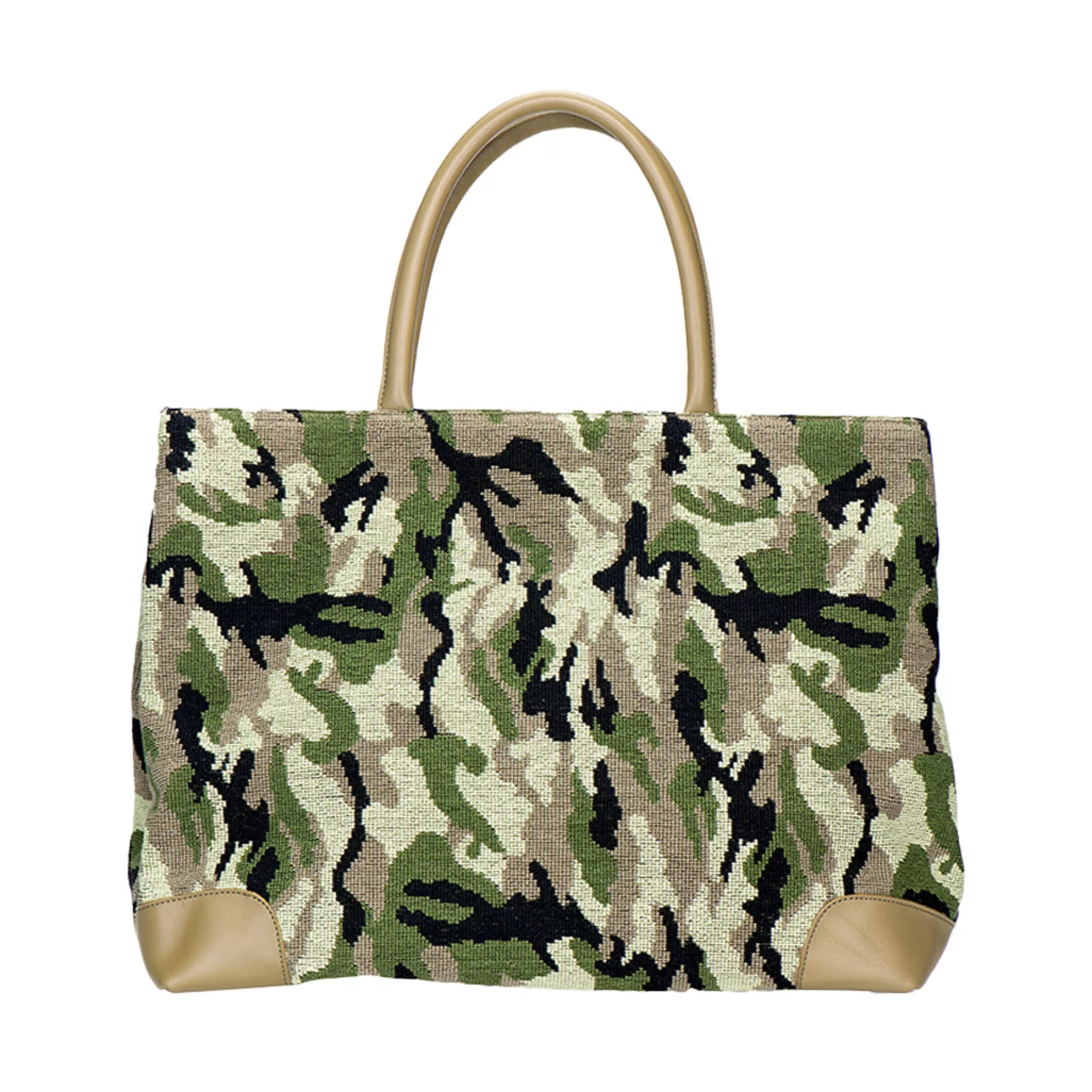 Totes*Stubbs & Wootton Green Needlepoint Tote Camo