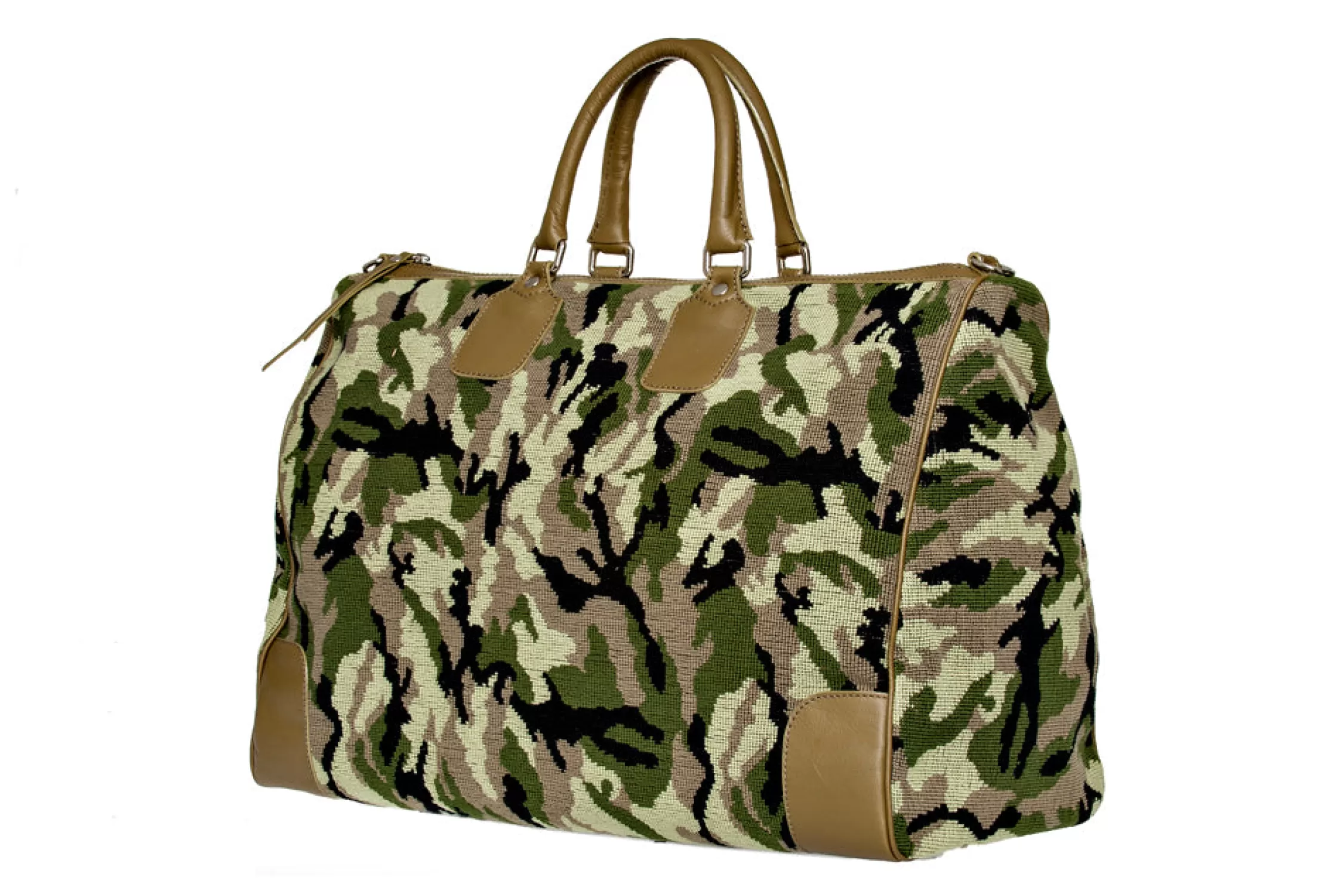 Weekenders*Stubbs & Wootton Camo Needlepoint Weekender Green