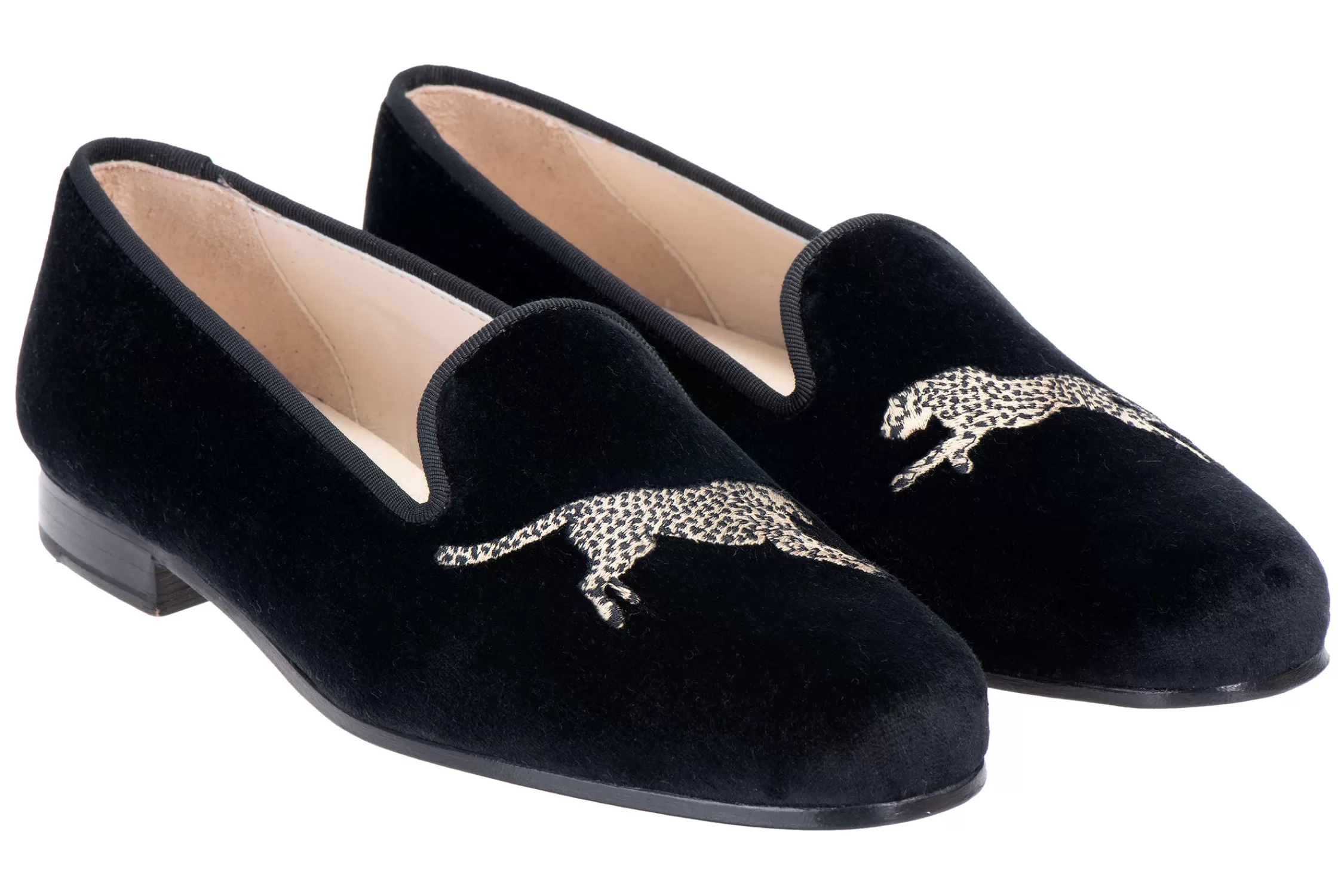 Slipper*Stubbs & Wootton Cheetah Velvet Slipper (Men) Black