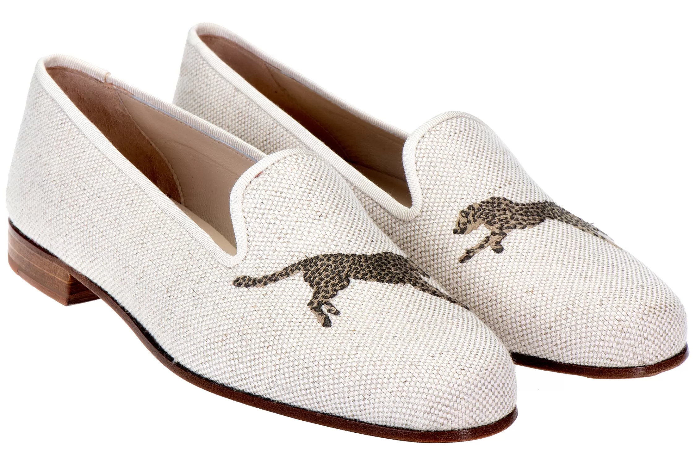 Slipper*Stubbs & Wootton Cheetah Dune Linen Slipper (Women) Flax