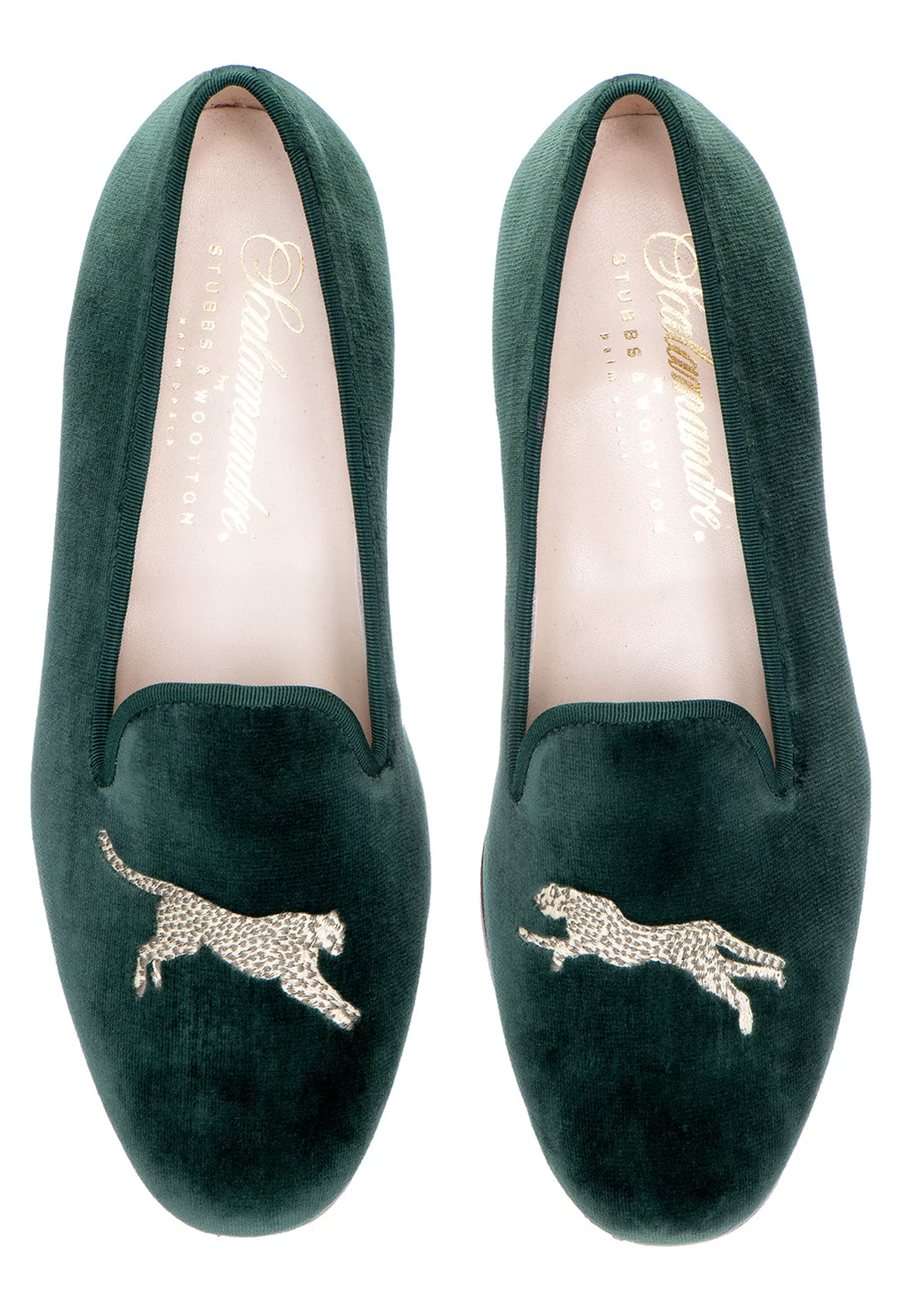 Slipper*Stubbs & Wootton Cheetah Evergreen Velvet Slipper (Men) Hunter