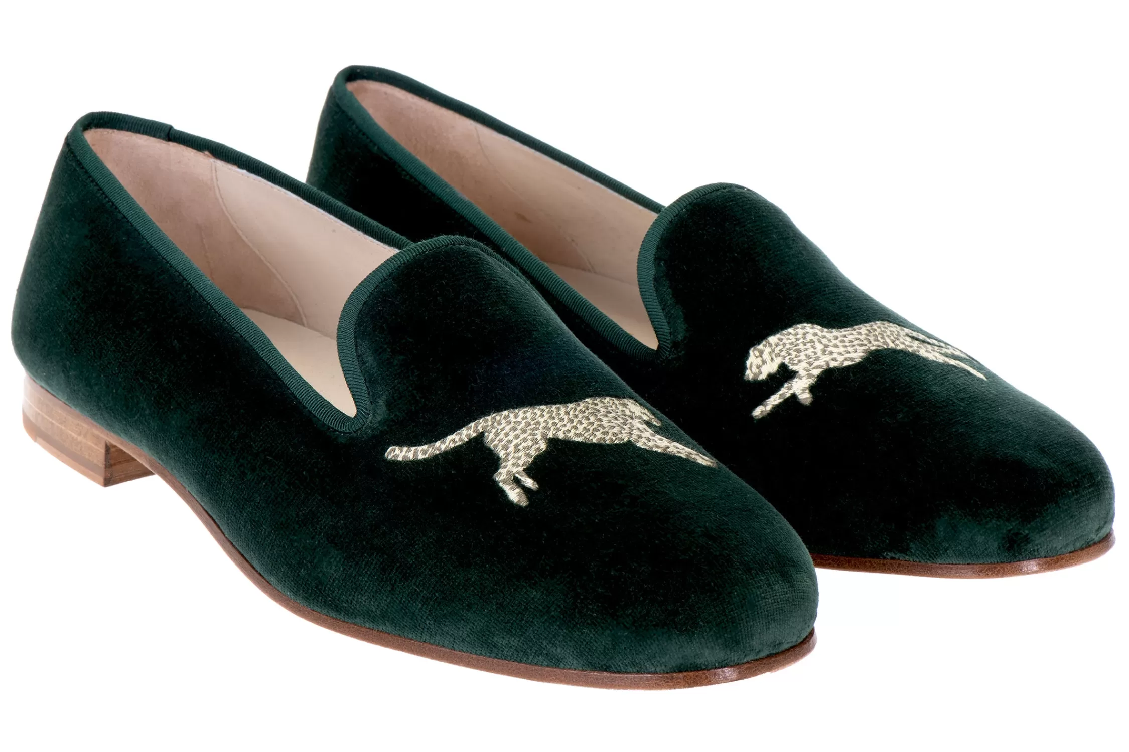 Slipper*Stubbs & Wootton Cheetah Evergreen Velvet Slipper (Men) Hunter