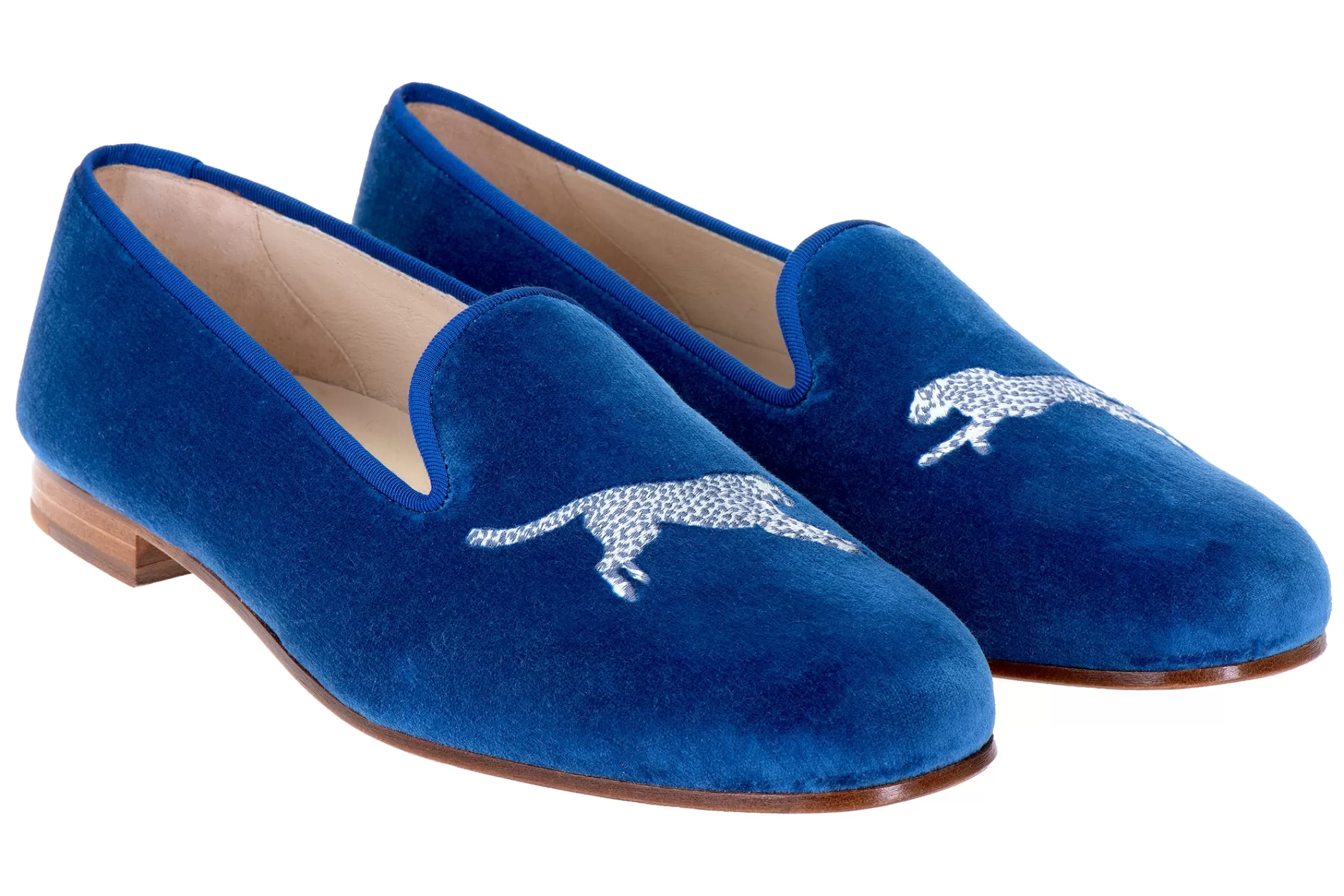 Slipper*Stubbs & Wootton Cheetah Velvet Slipper (Women) Royal