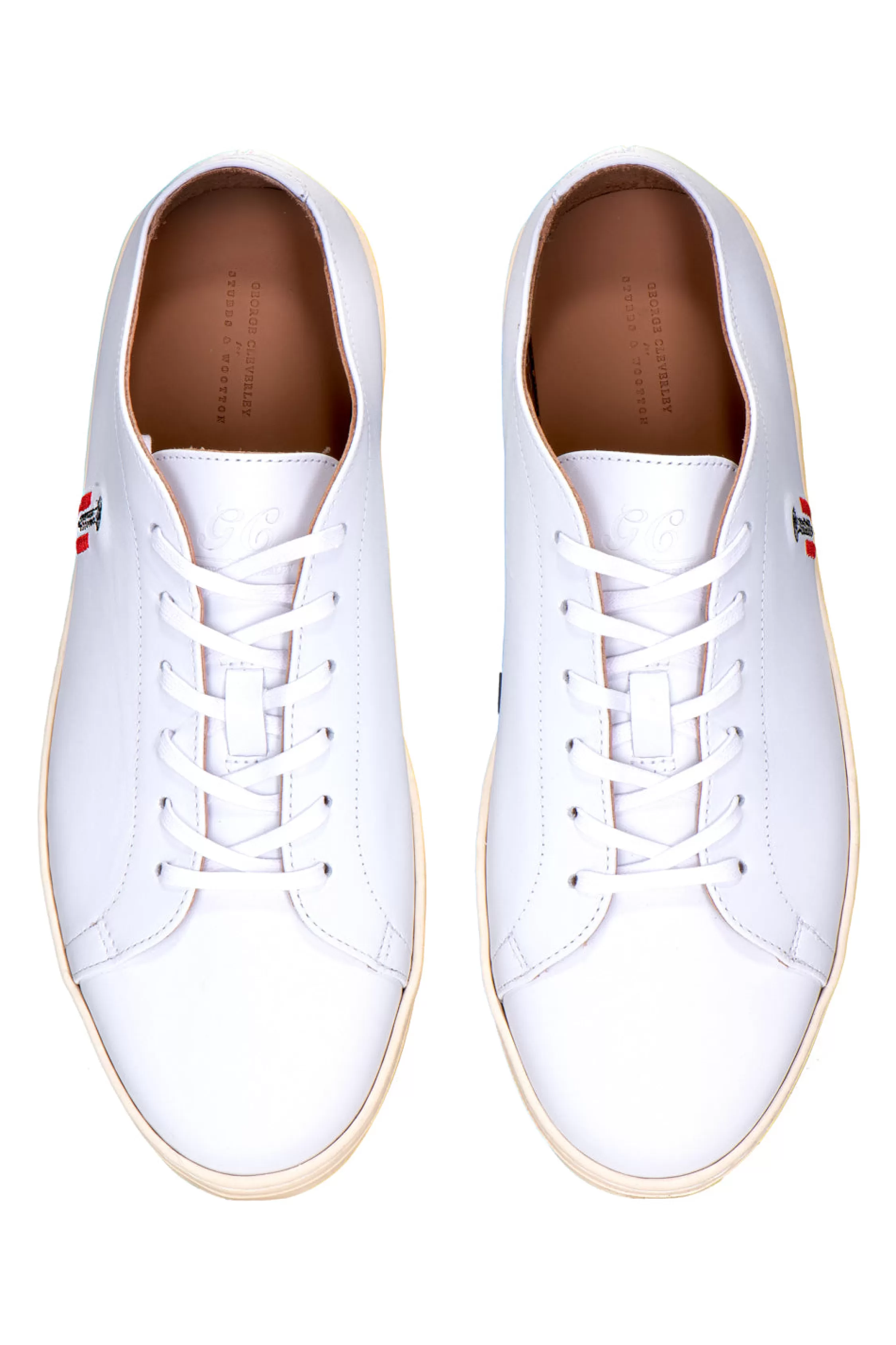 Sneaker*Stubbs & Wootton College Calf Leather Trainer (Men) White