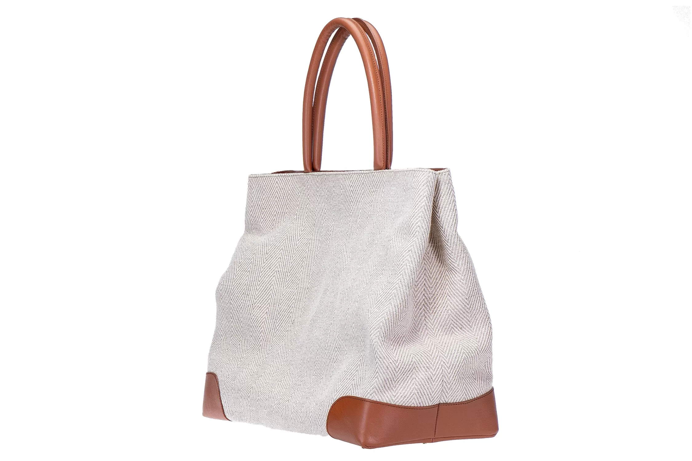 Totes*Stubbs & Wootton Cream Tote Herringbone