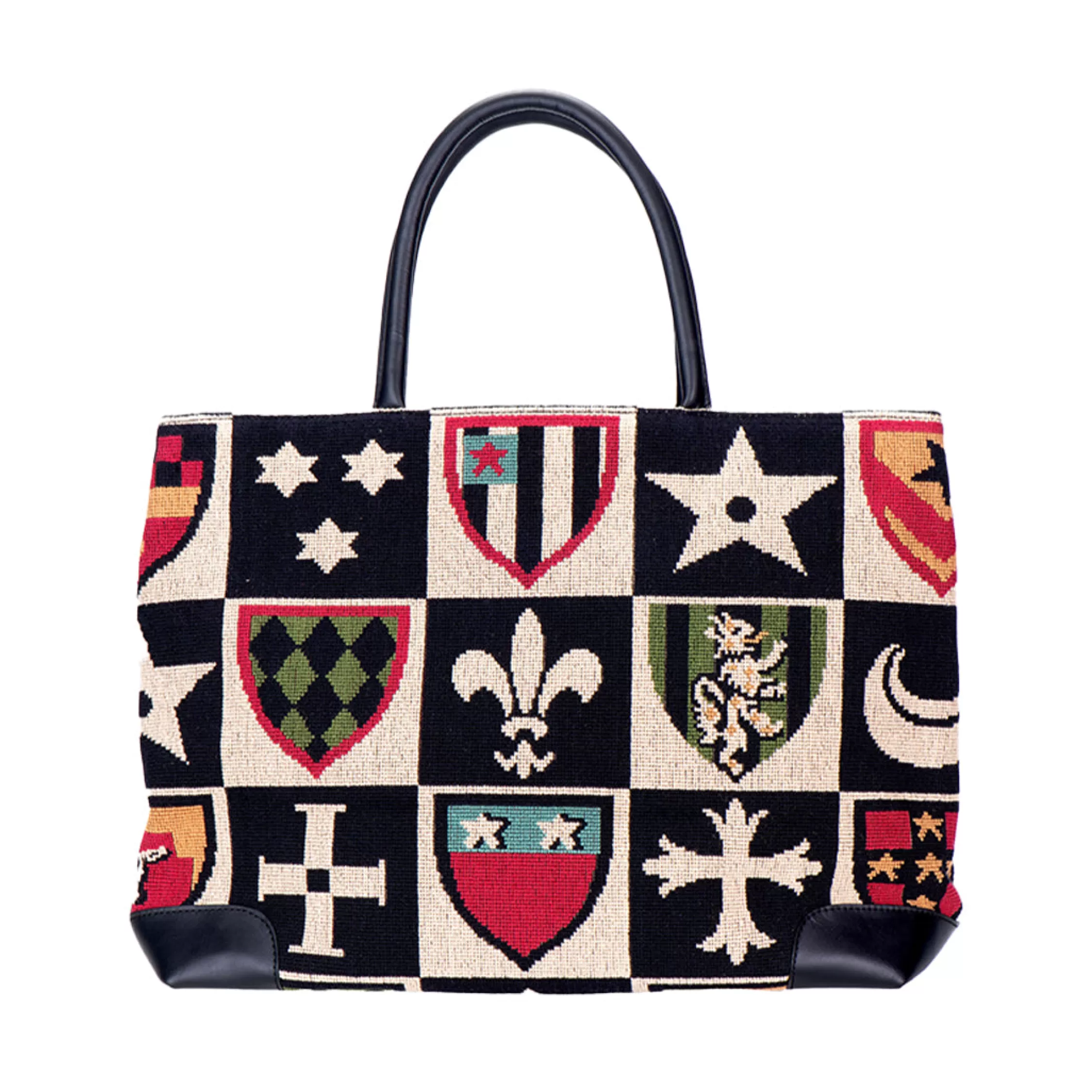 Totes*Stubbs & Wootton Crest Needlepoint Tote Black