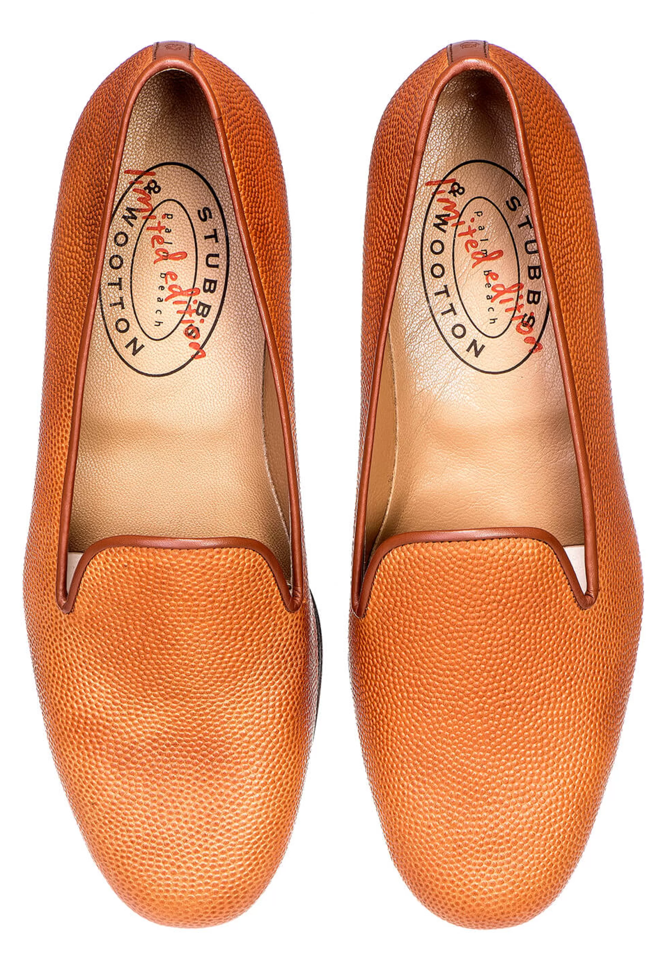 Slipper*Stubbs & Wootton Football Leather Slipper (Wide) Orange