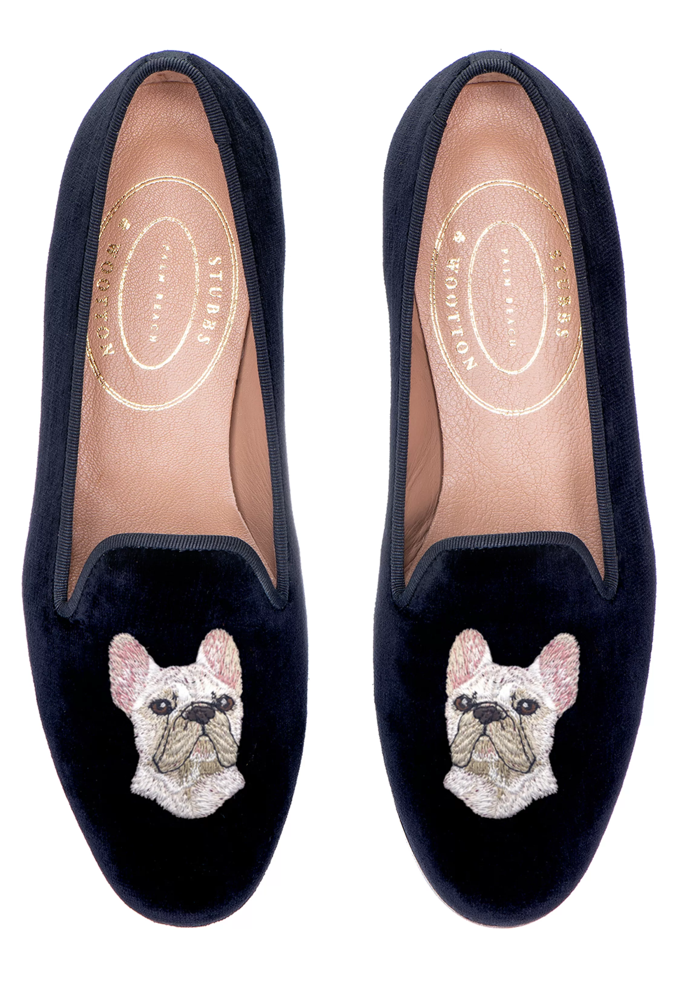 Slipper*Stubbs & Wootton French Bulldog White (Men) Black