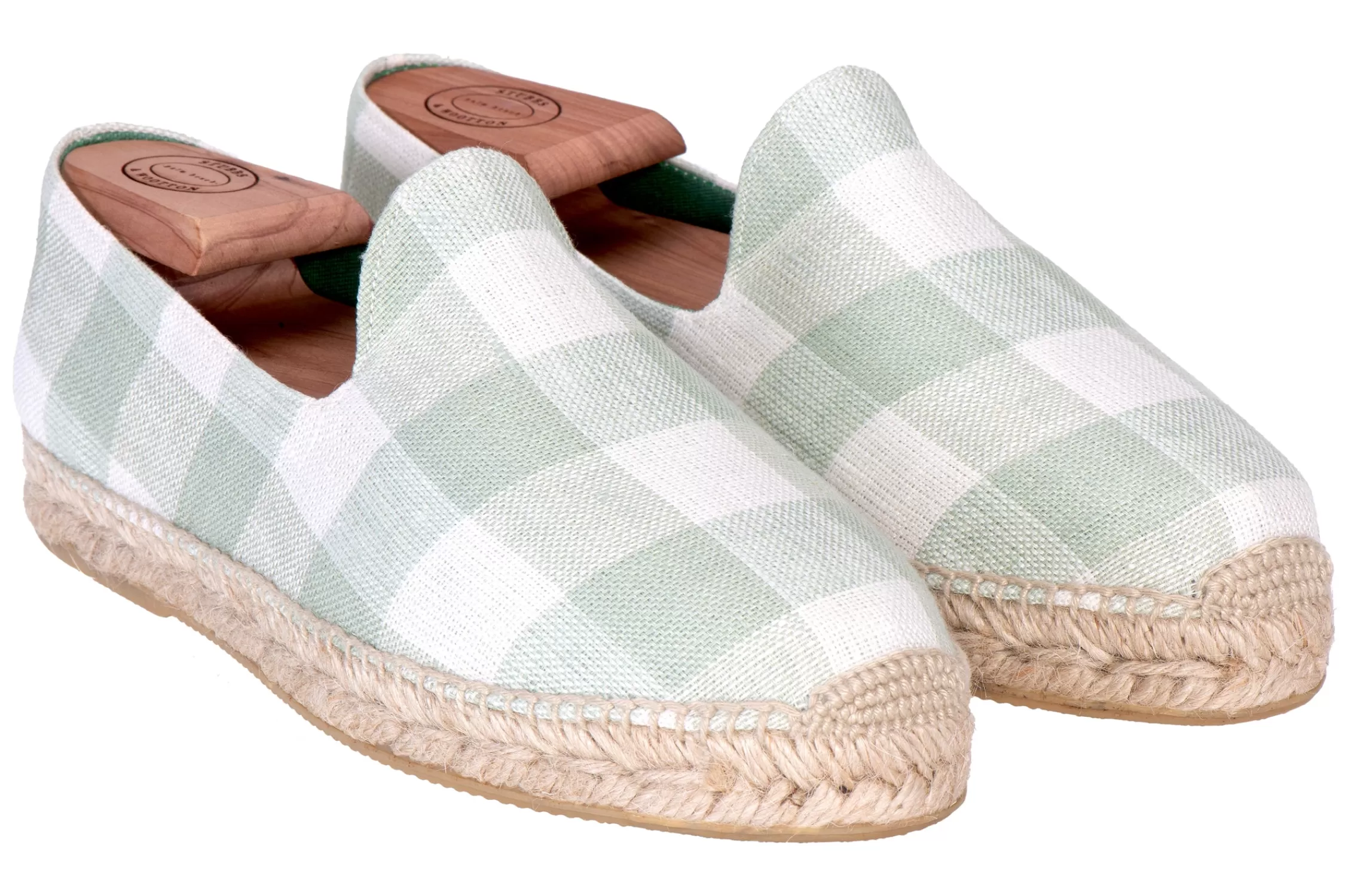 Espadrille*Stubbs & Wootton Gingham Willow (Women) Green