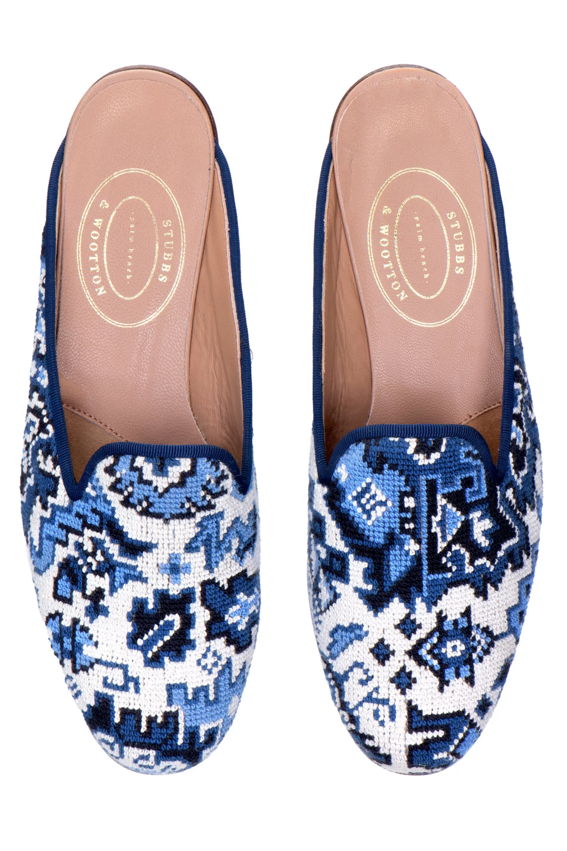 Mule*Stubbs & Wootton Heriz Needlepoint Mule (Women) Lapis