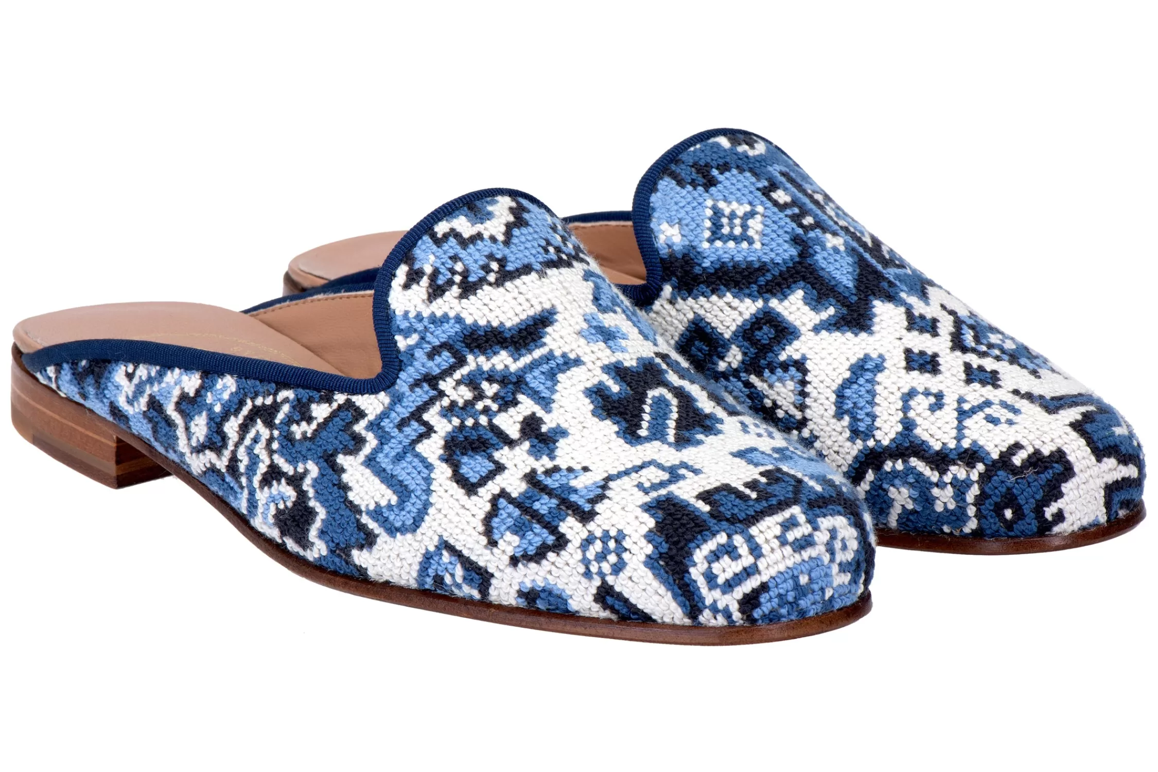 Mule*Stubbs & Wootton Heriz Needlepoint Mule (Women) Lapis