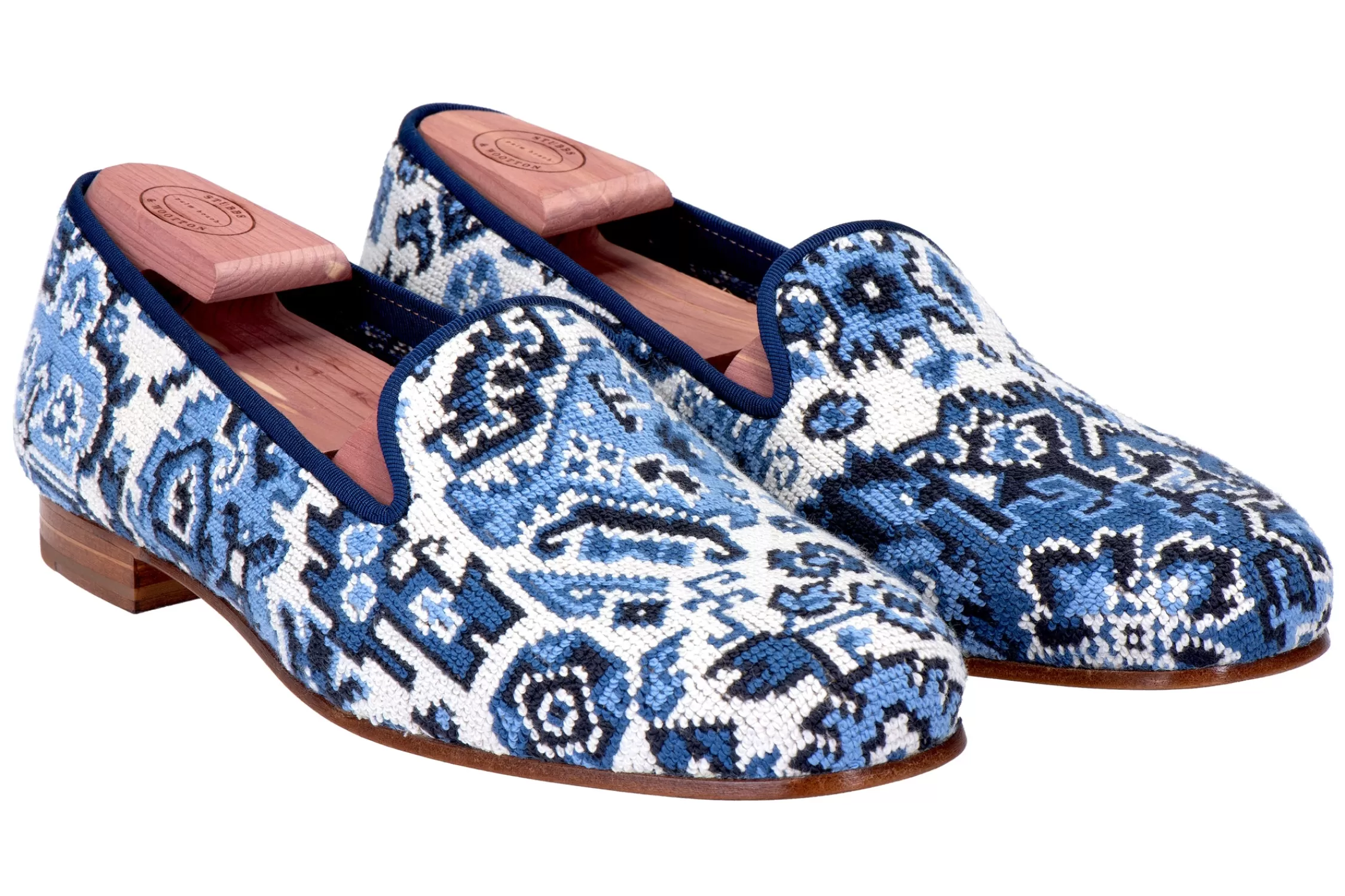 Slipper*Stubbs & Wootton Heriz Needlepoint Slipper (Women) Lapis