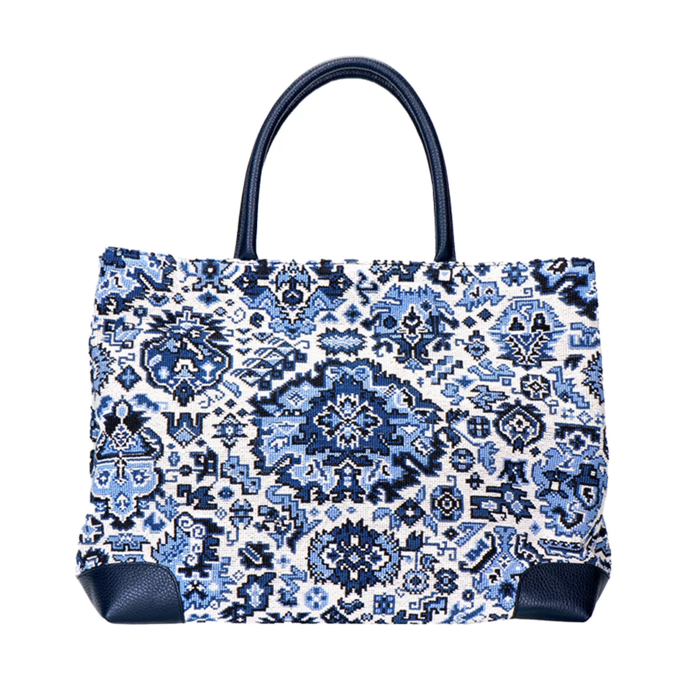 Totes*Stubbs & Wootton Heriz Needlepoint Tote Blue