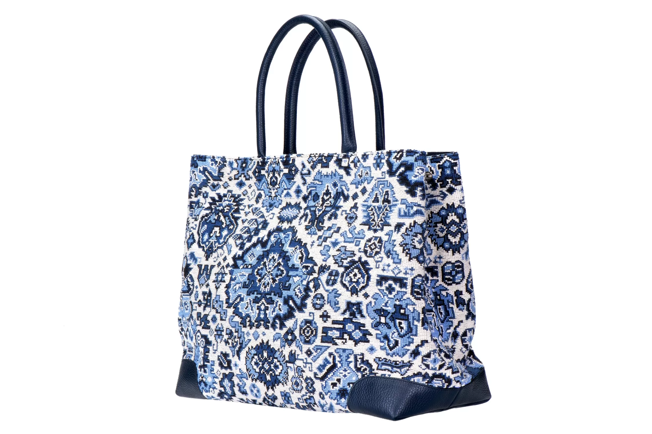 Totes*Stubbs & Wootton Heriz Needlepoint Tote Blue