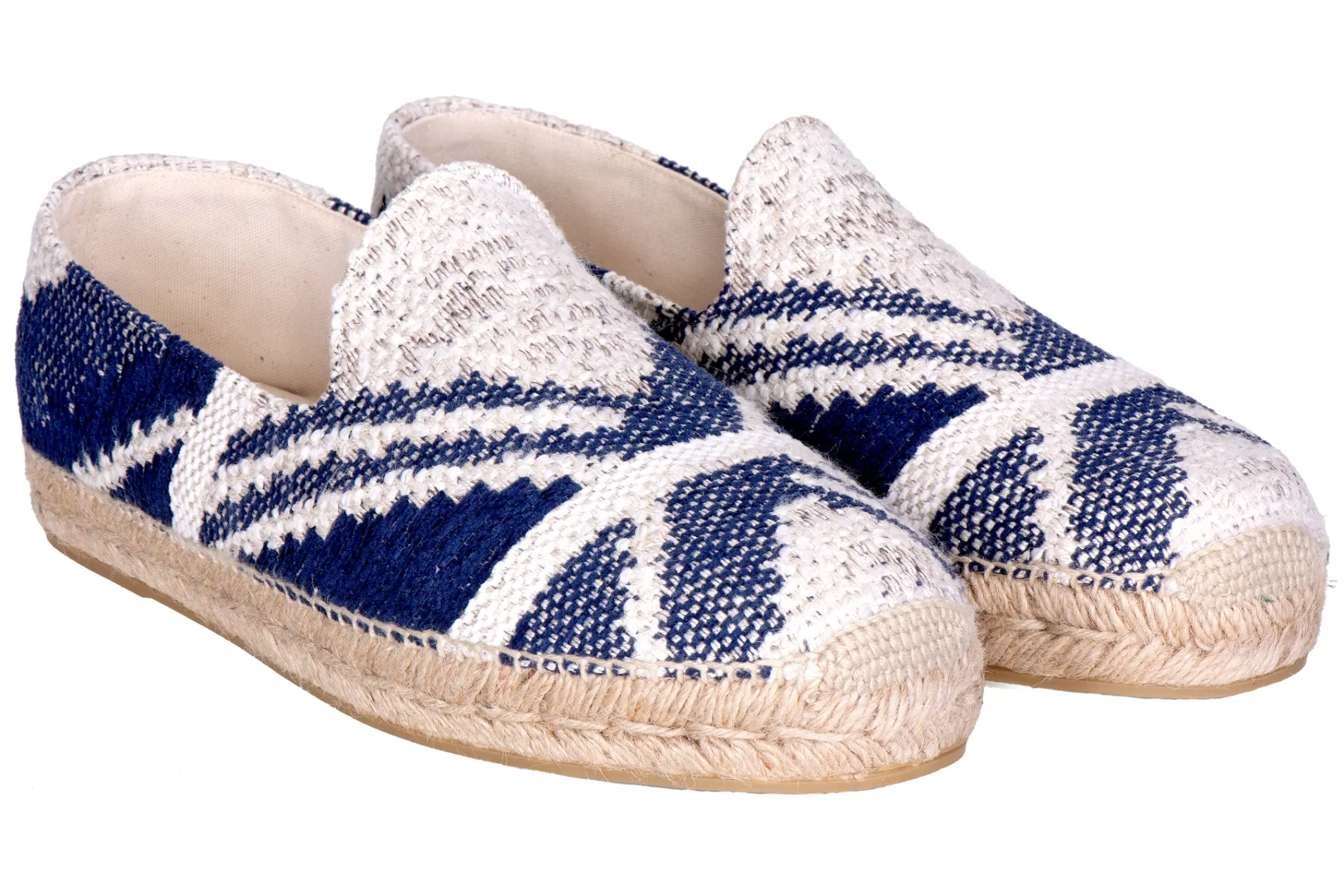 Espadrille*Stubbs & Wootton Jacquard Indigo Gatsby (Women) Natural