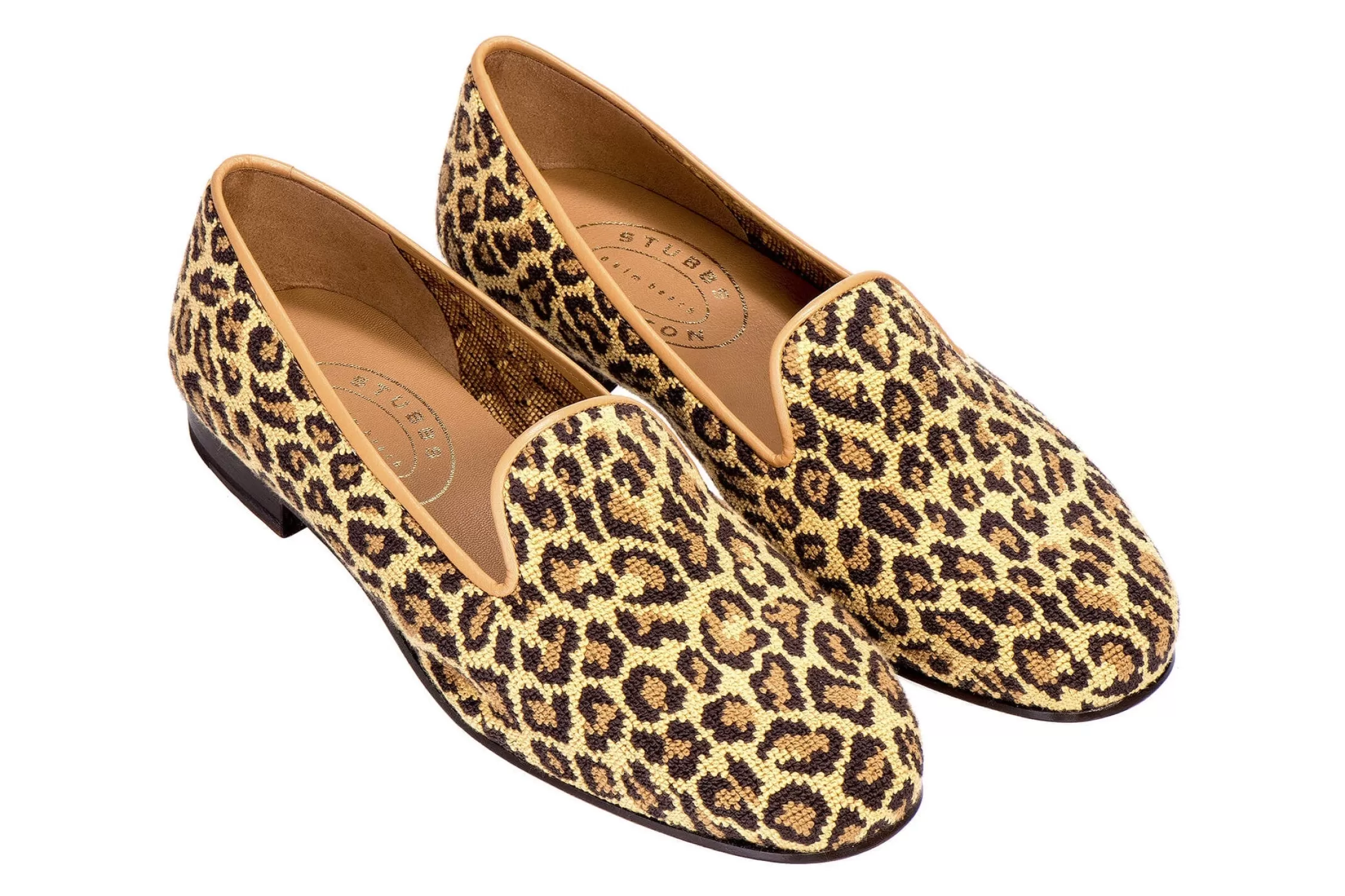 Slipper*Stubbs & Wootton Jane Leopard Needlepoint (Narrow) TRUE