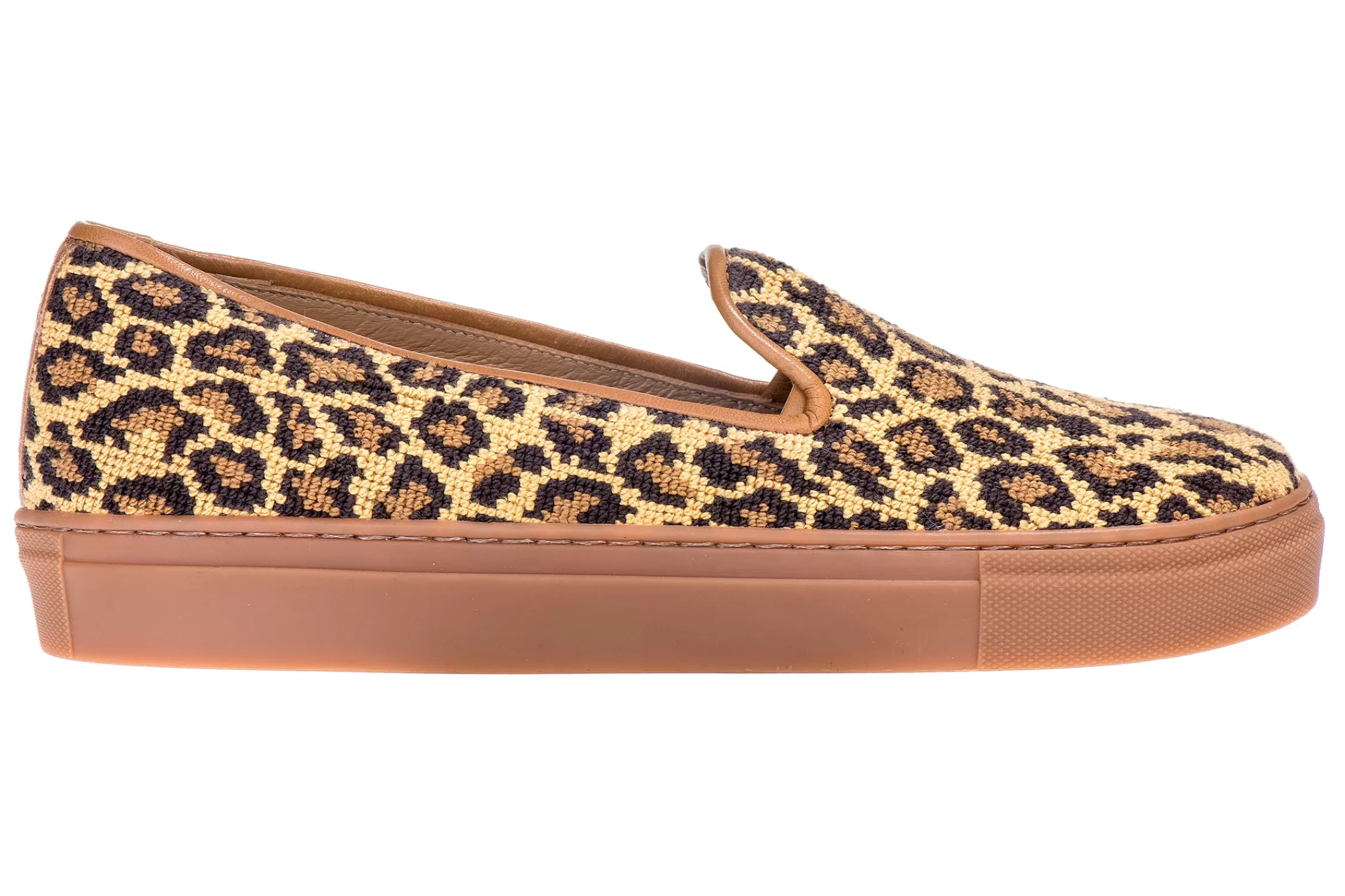 Sneaker*Stubbs & Wootton Jane Leopard Needlepoint Sneaker (Women) TrueNatural