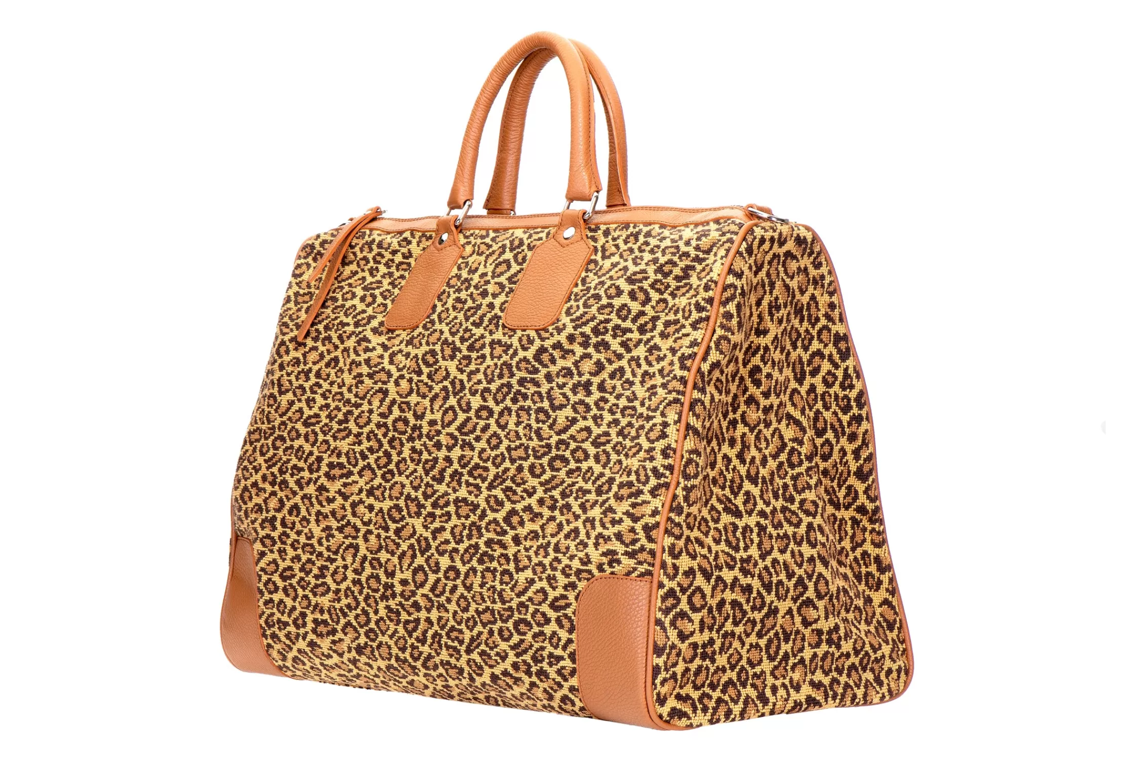 Weekenders*Stubbs & Wootton Jane Leopard Needlepoint Weekender TRUE