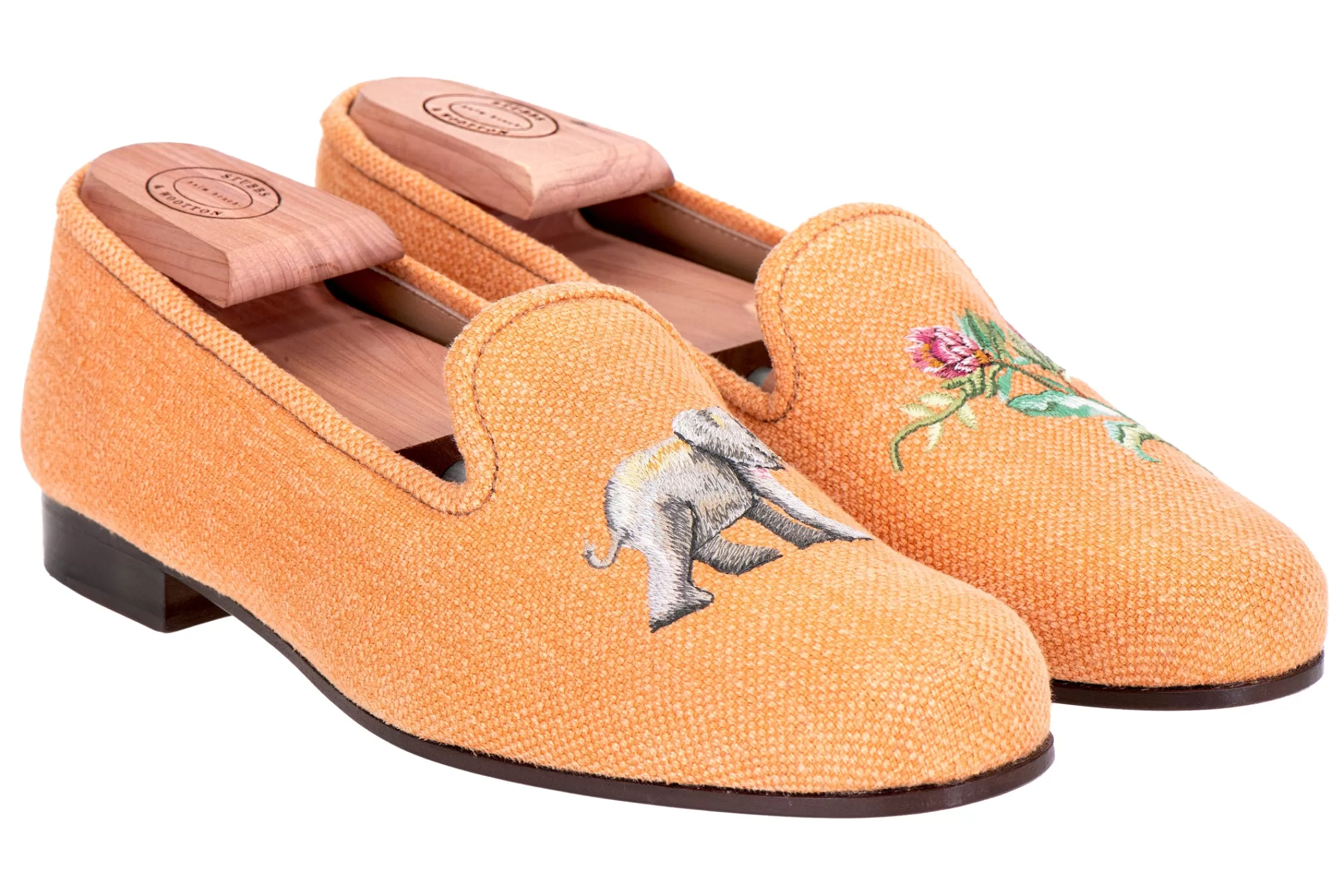 Slipper*Stubbs & Wootton Jungle Ochre Linen Slipper (Men) Orange