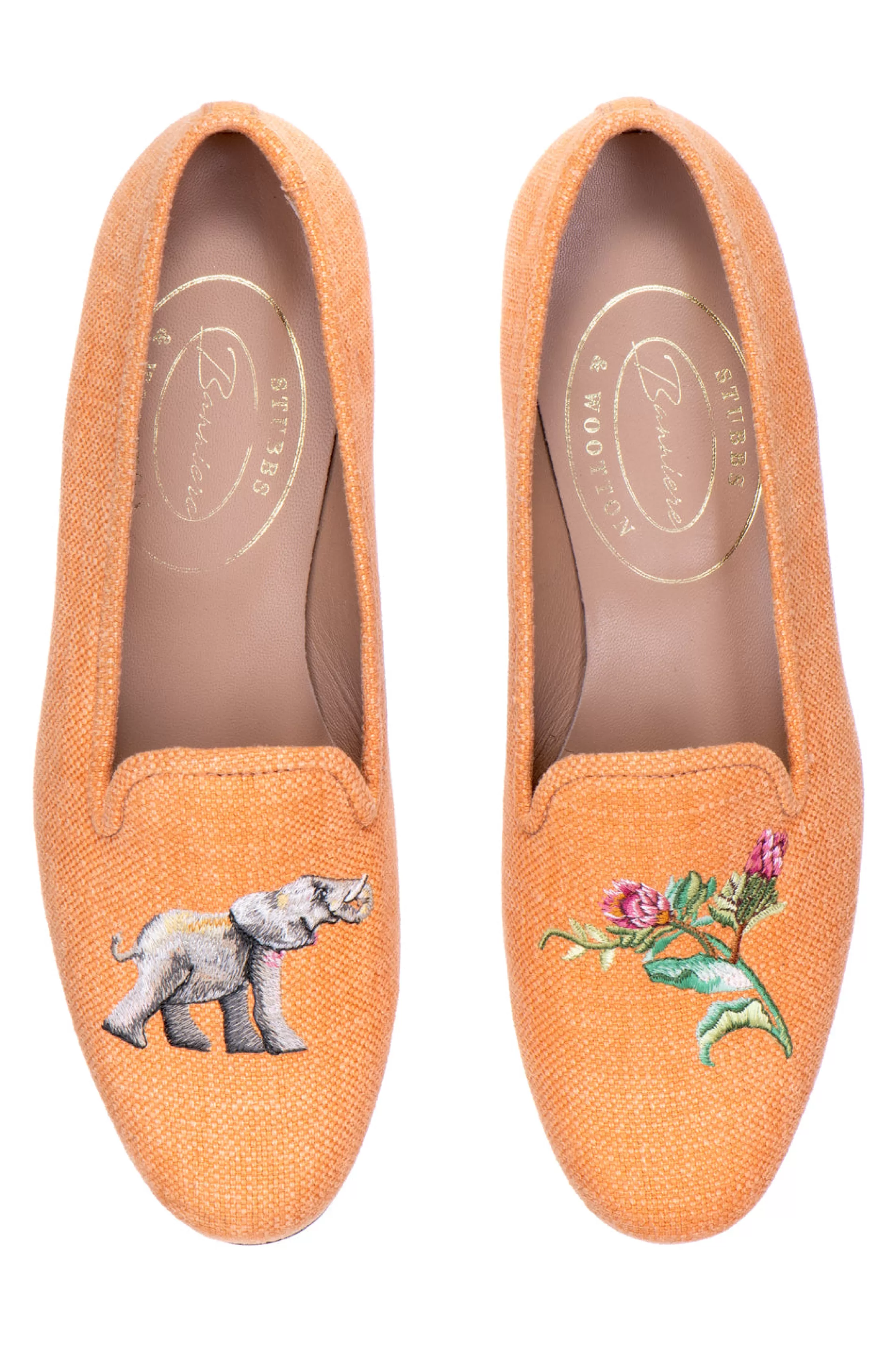 Slipper*Stubbs & Wootton Jungle Ochre Linen Slipper (Women) Orange