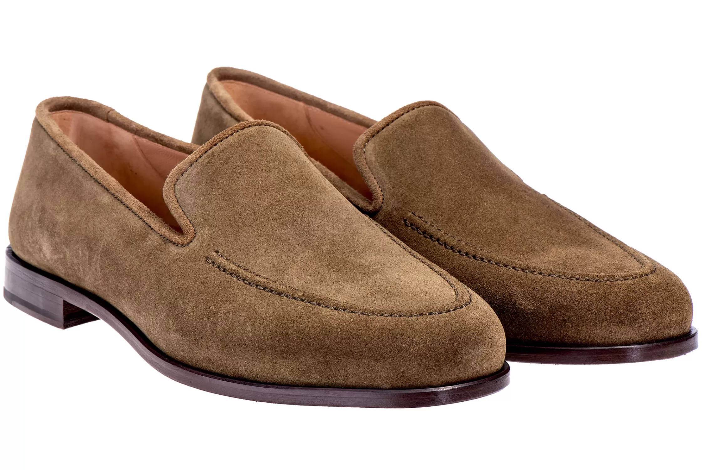 Venetian*Stubbs & Wootton Khaki Suede Venetian (Men) Loden