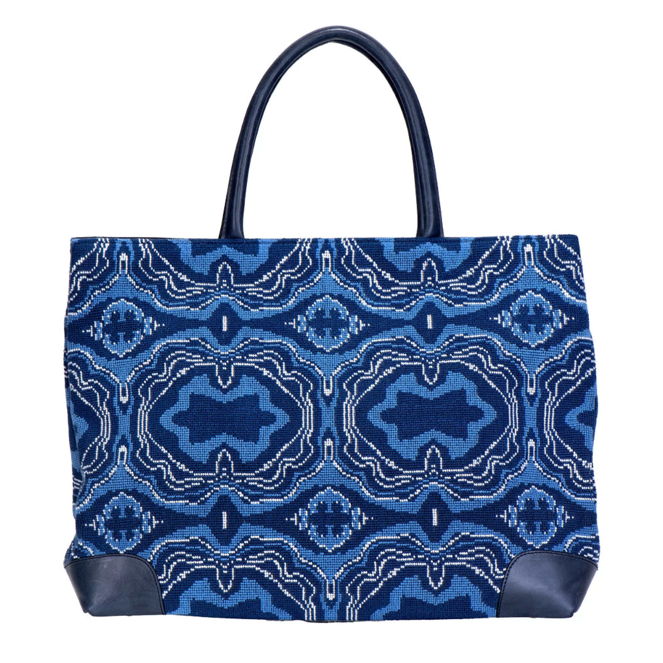 Totes*Stubbs & Wootton Lazurite Needlepoint Tote Blue