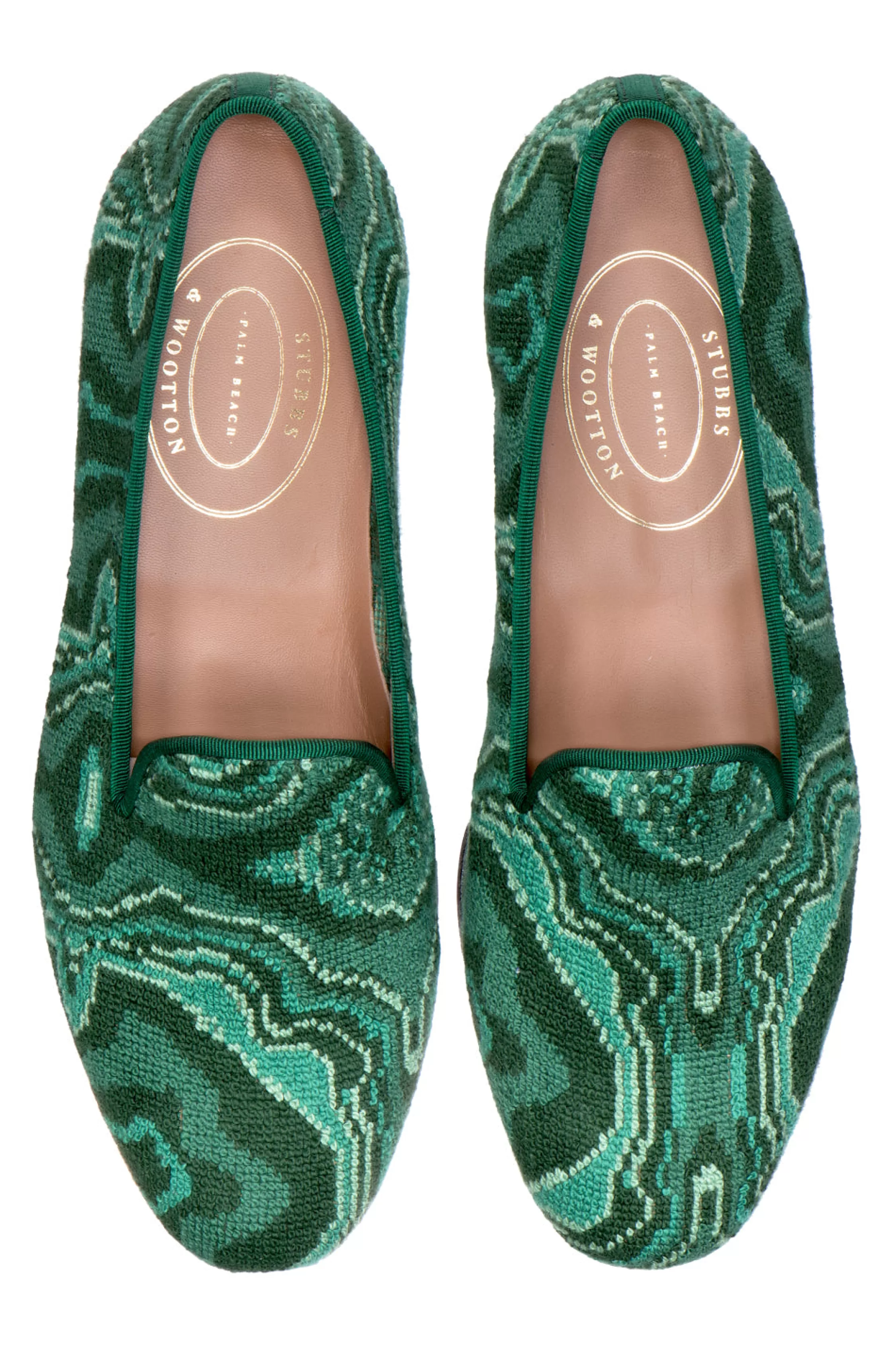 Slipper*Stubbs & Wootton Malachite Needlepoint Slipper (Men) Green