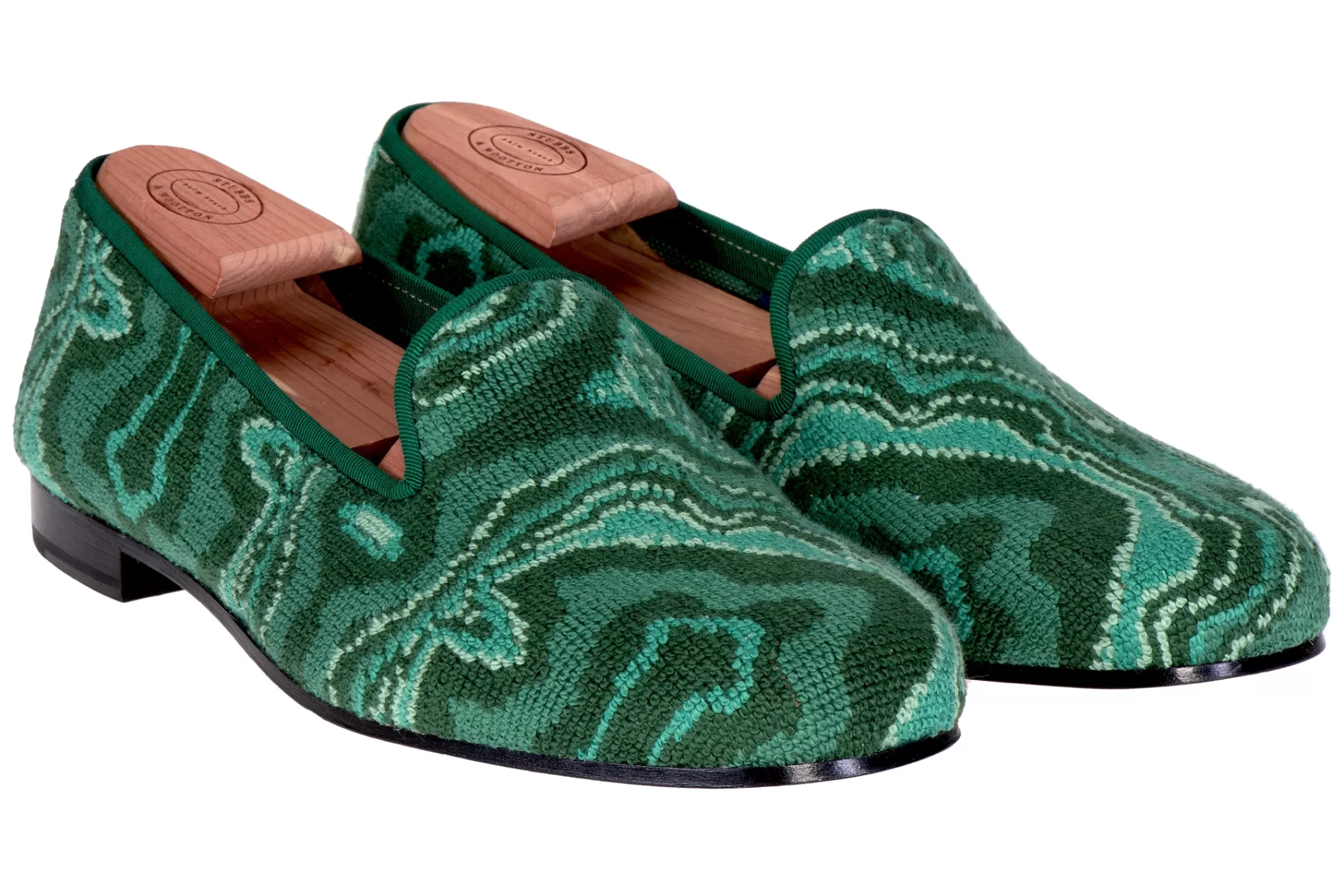 Slipper*Stubbs & Wootton Malachite Needlepoint Slipper (Men) Green