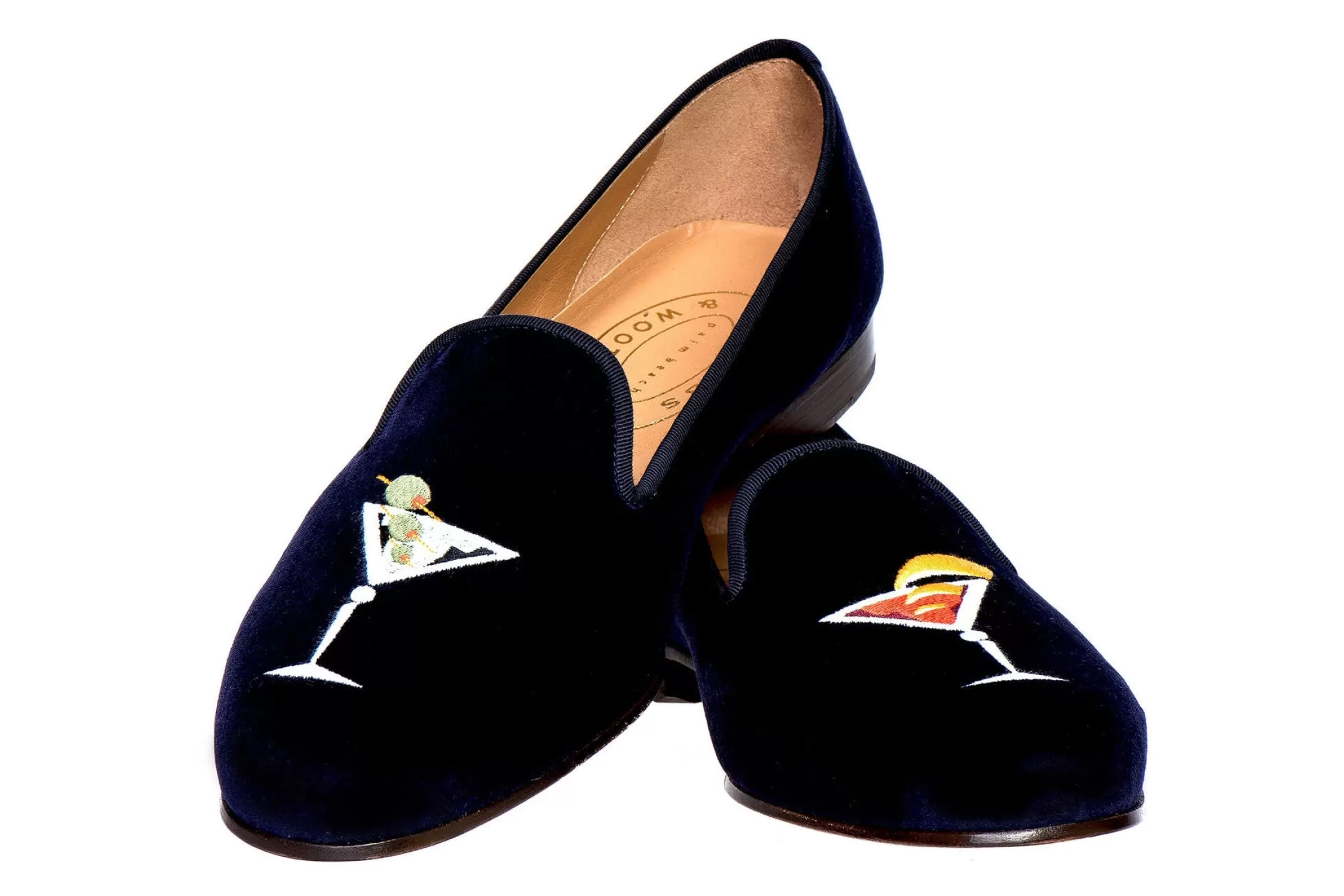 Slipper*Stubbs & Wootton Martini Velvet Slipper (Wide) Navy