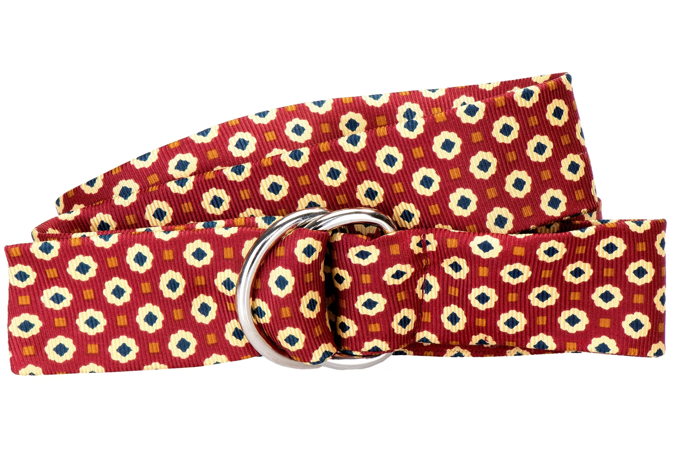 Belts*Stubbs & Wootton Medallion Cranberry Silk Belt Red