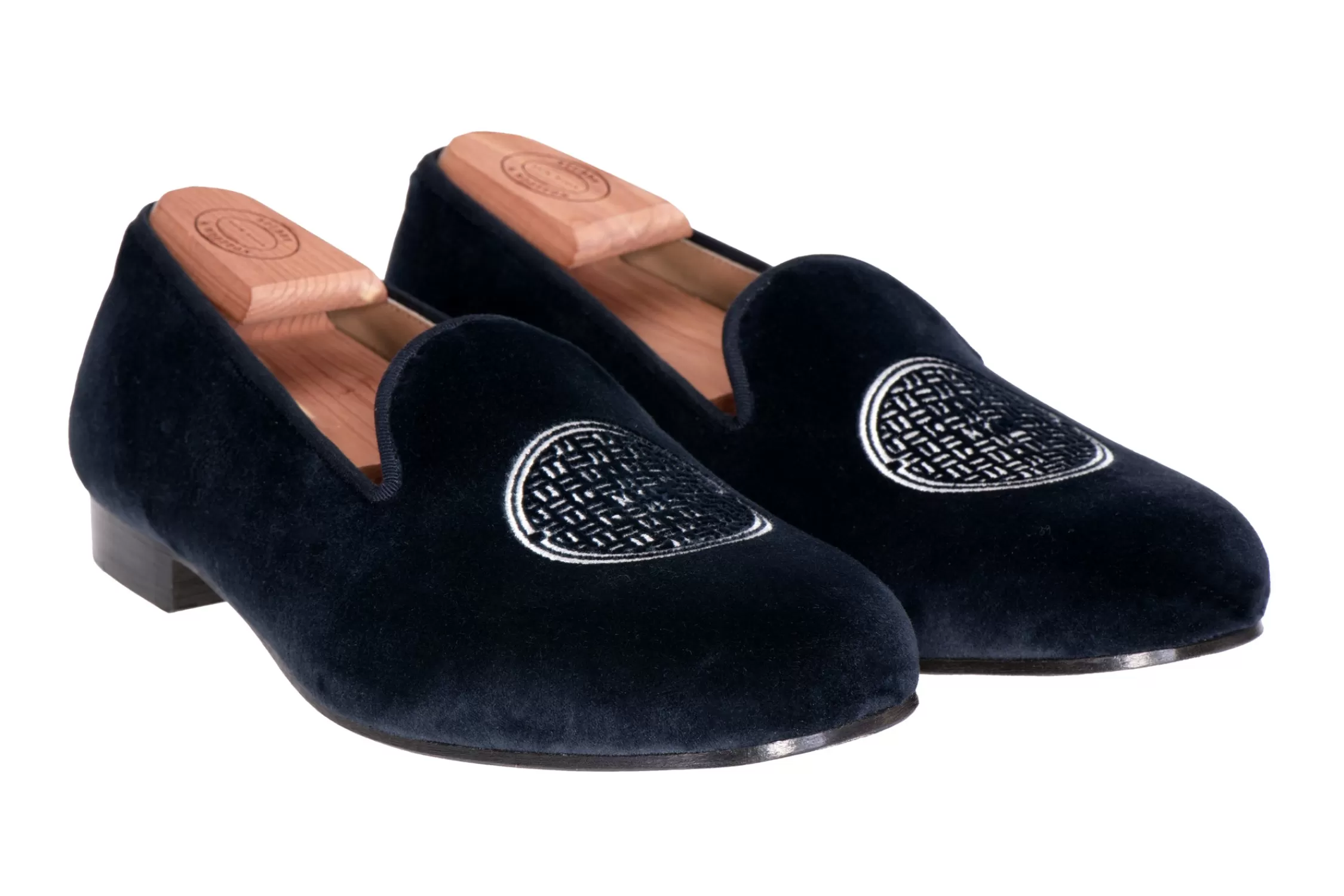 Slipper*Stubbs & Wootton Metropolis Nickel Velvet Slipper (Women) Navy