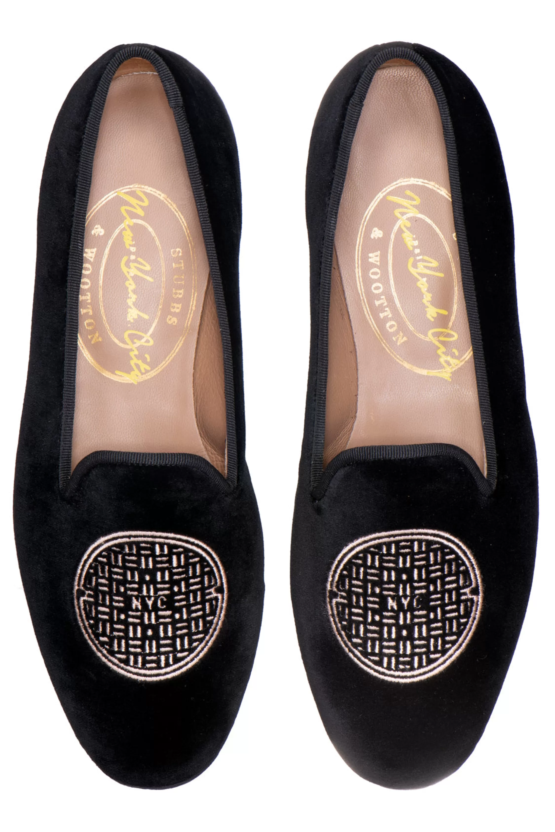 Slipper*Stubbs & Wootton Metropolis Rosegold Velvet Slipper (Women) Black