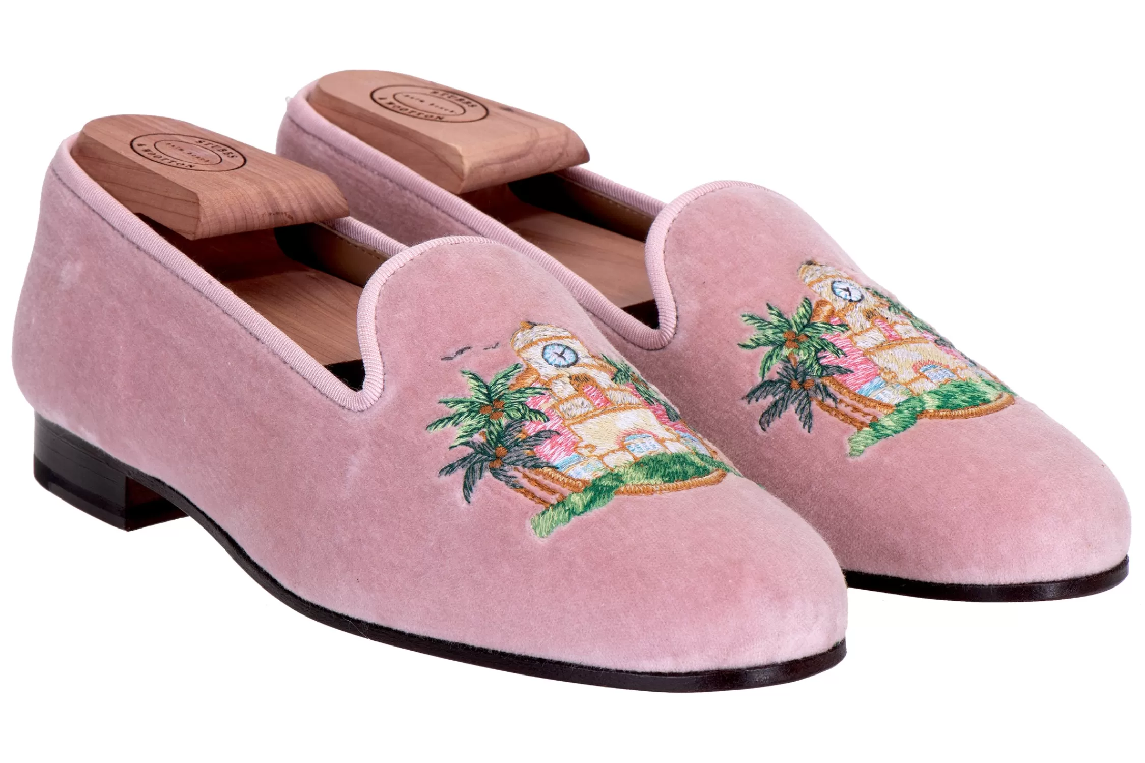 Slipper*Stubbs & Wootton PB Clocktower Champagne Velvet Slipper (Women) Pink