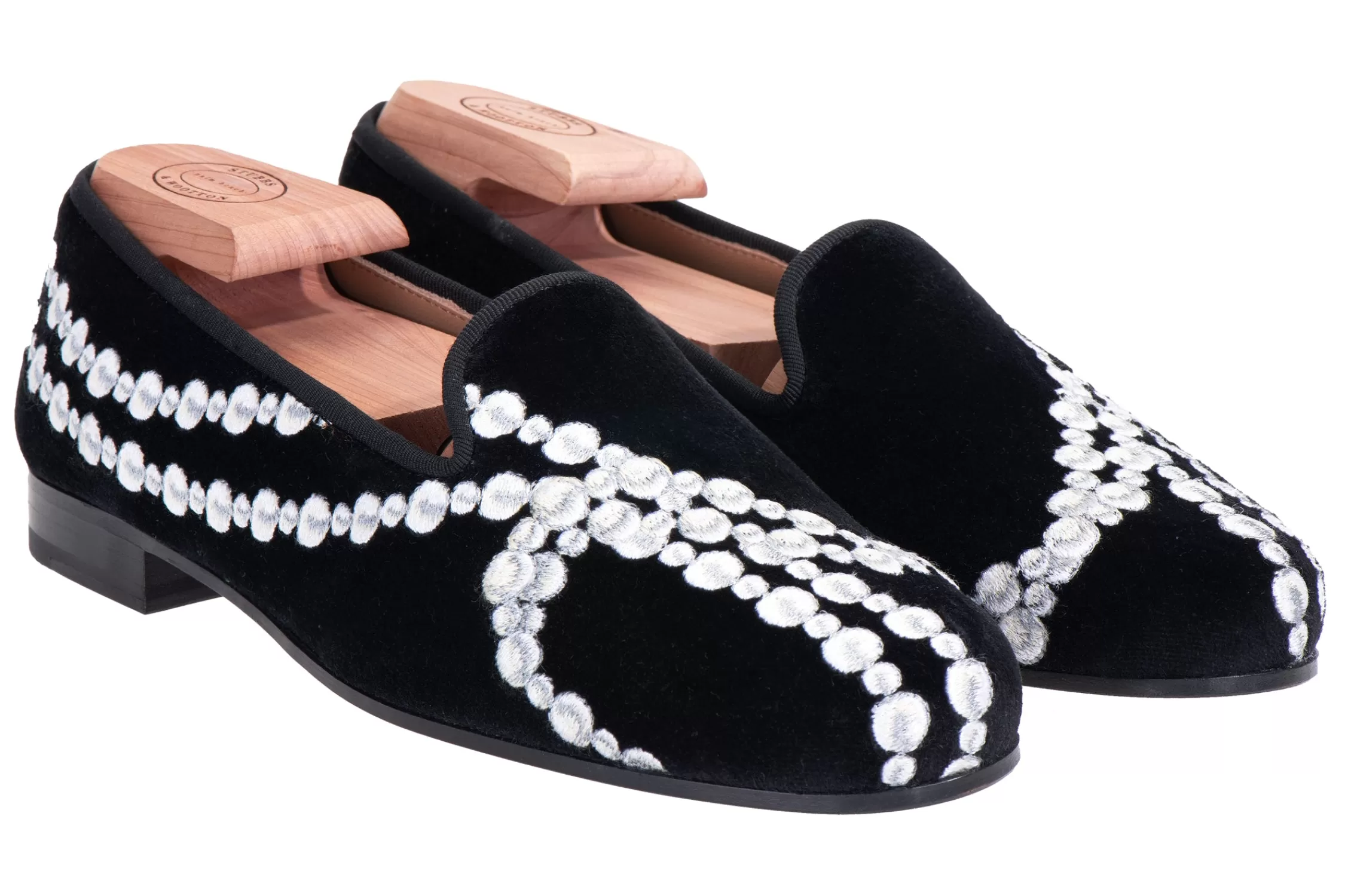 Slipper*Stubbs & Wootton Pearls Noir Private Stock (Women) Black