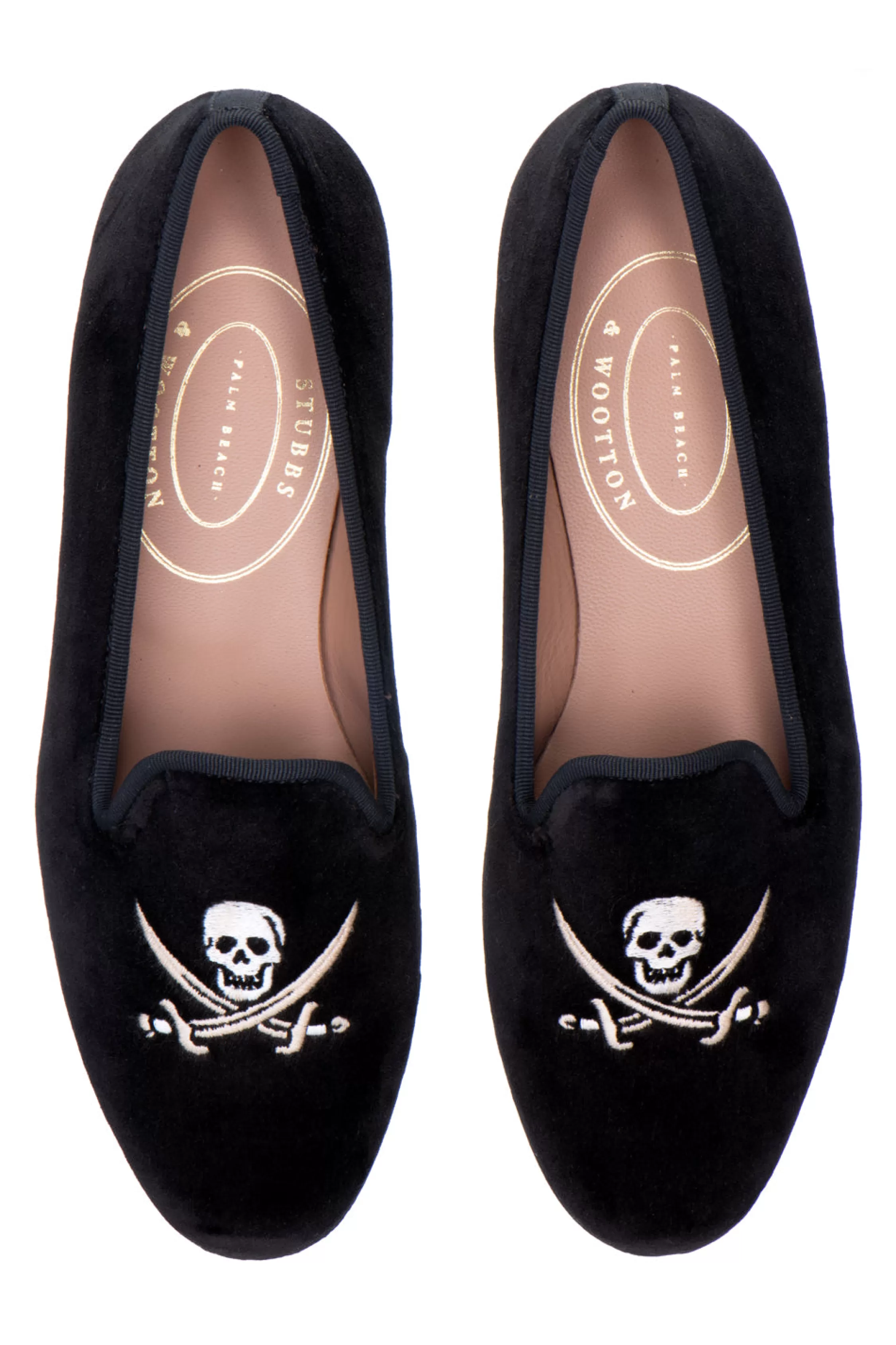 Slipper*Stubbs & Wootton Skull Velvet Slipper (Wide) Black