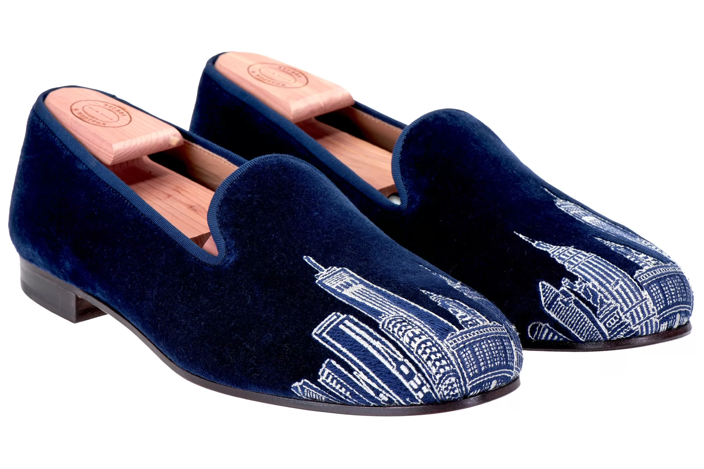 Slipper*Stubbs & Wootton Skyline Velvet Slipper (Men) Navy