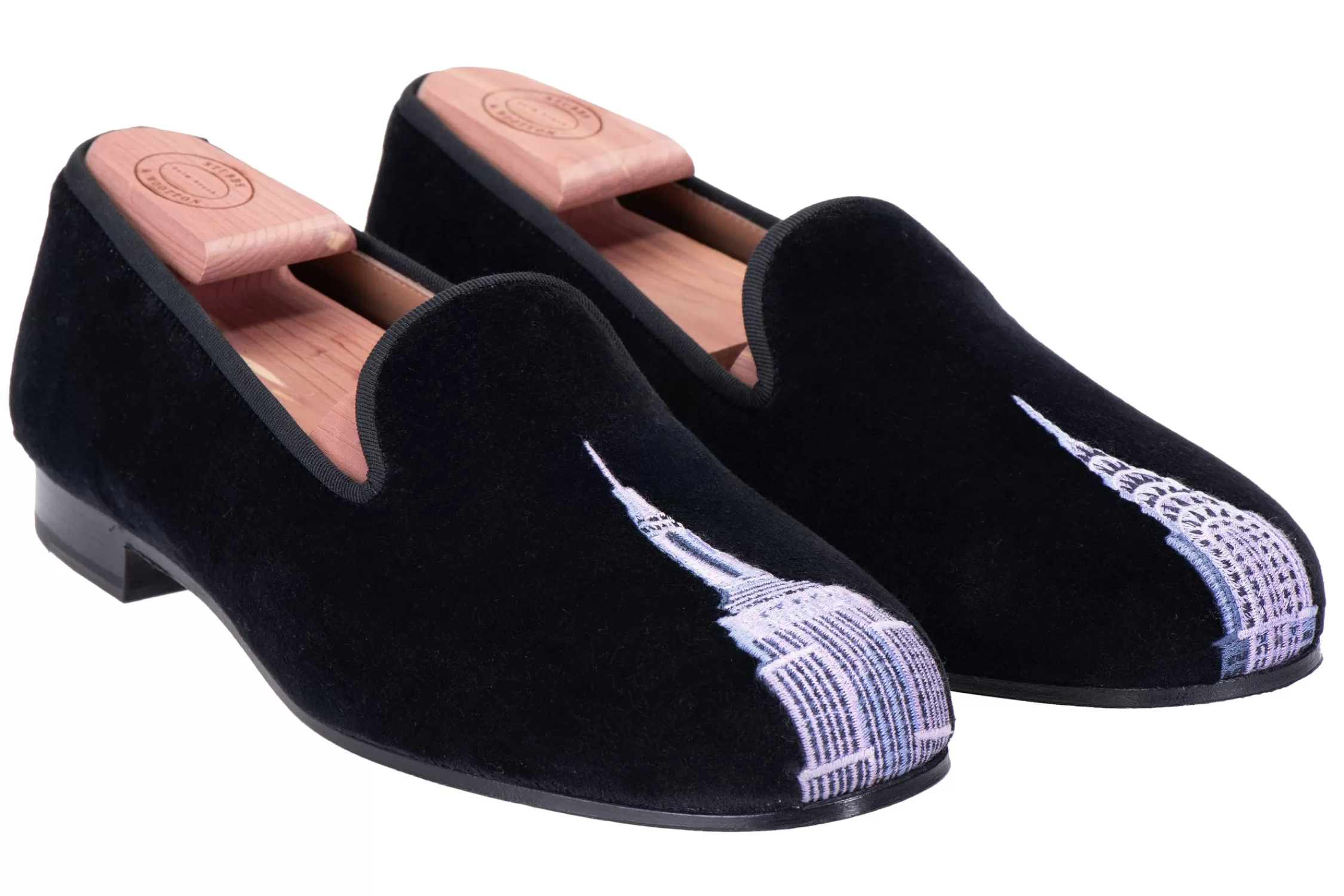 Slipper*Stubbs & Wootton Skyscraper Velvet Slipper (Men) Black