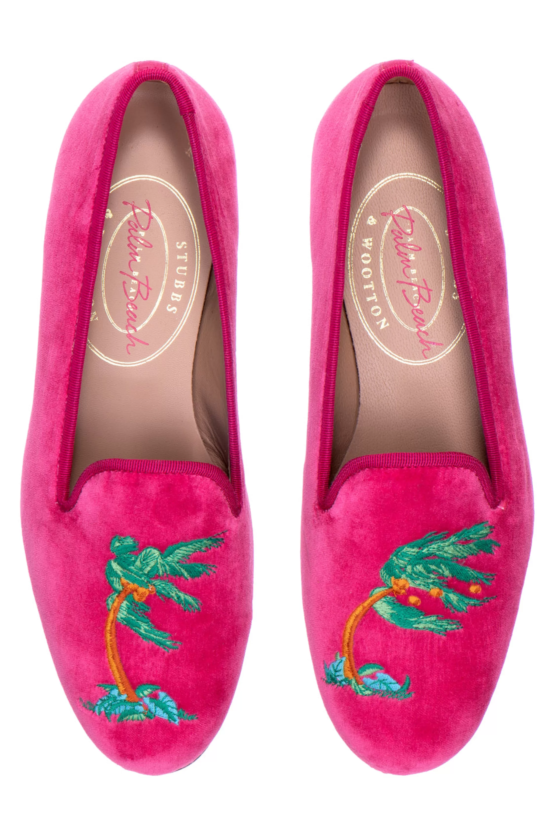 Slipper*Stubbs & Wootton Storm Magenta Velvet Slipper (Women) Pink