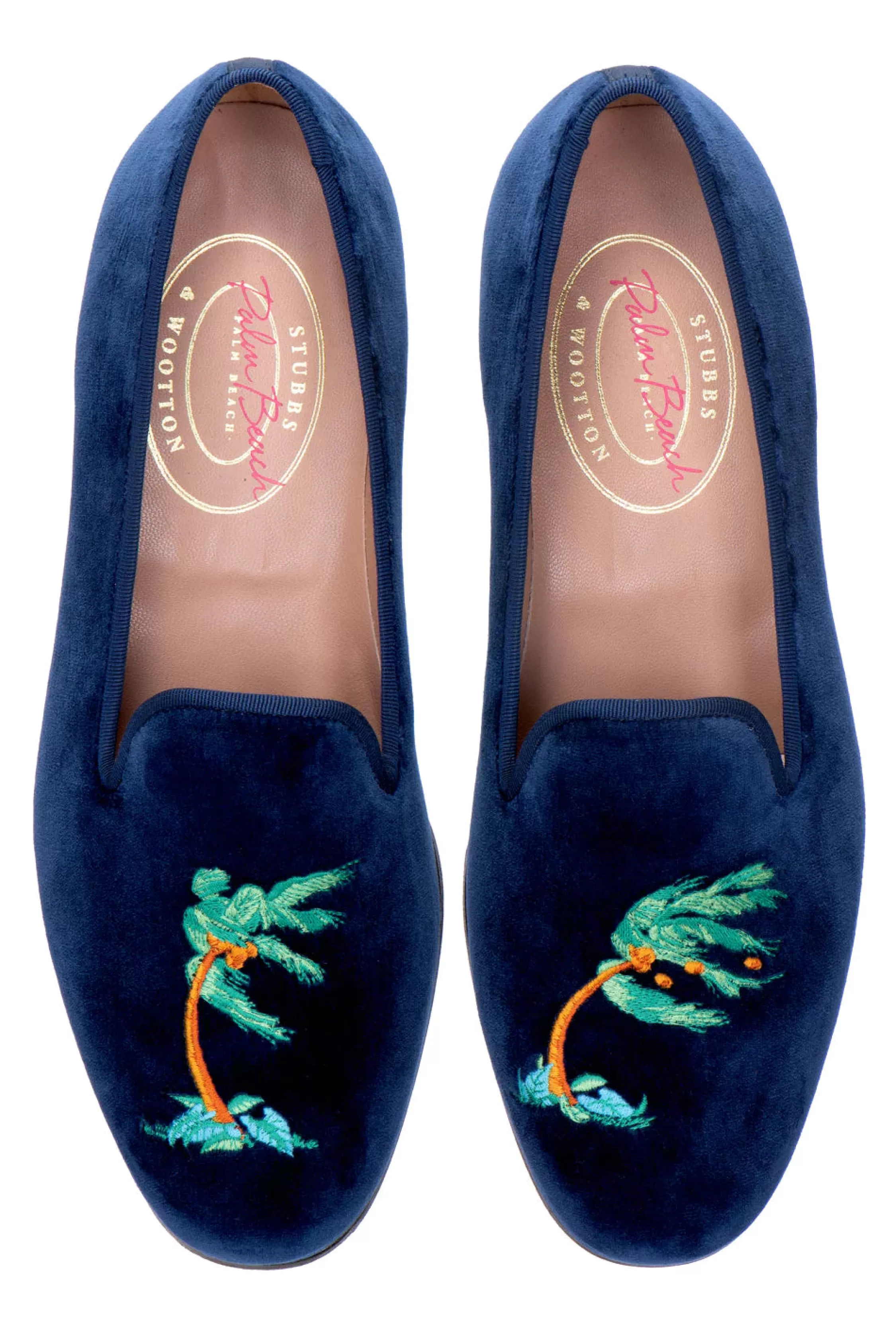 Slipper*Stubbs & Wootton Storm Naval Velvet Slipper (Wide) Blue