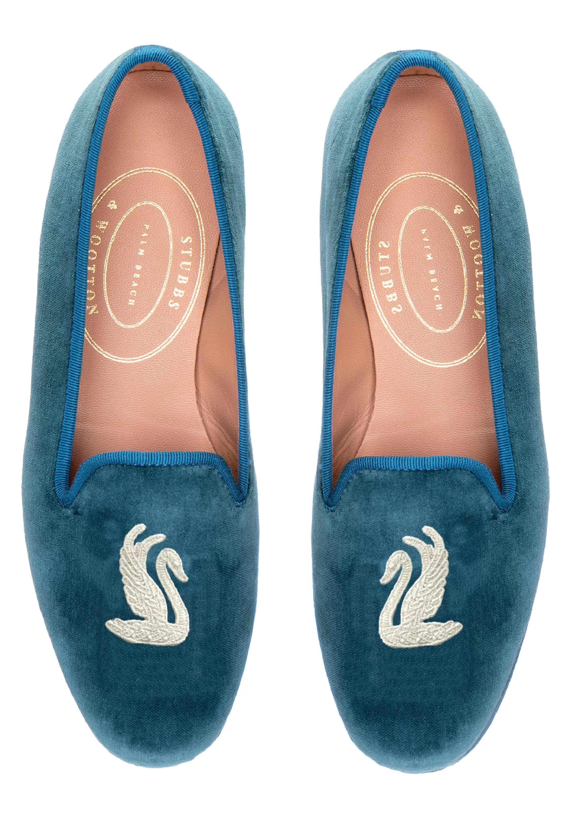 Slipper*Stubbs & Wootton Swans Teal Velvet Slipper (Men) Blue