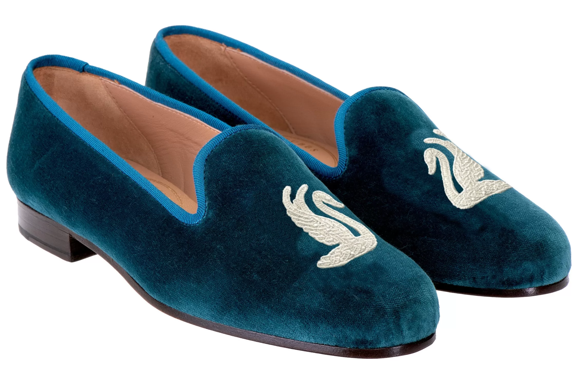 Slipper*Stubbs & Wootton Swans Teal Velvet Slipper (Men) Blue