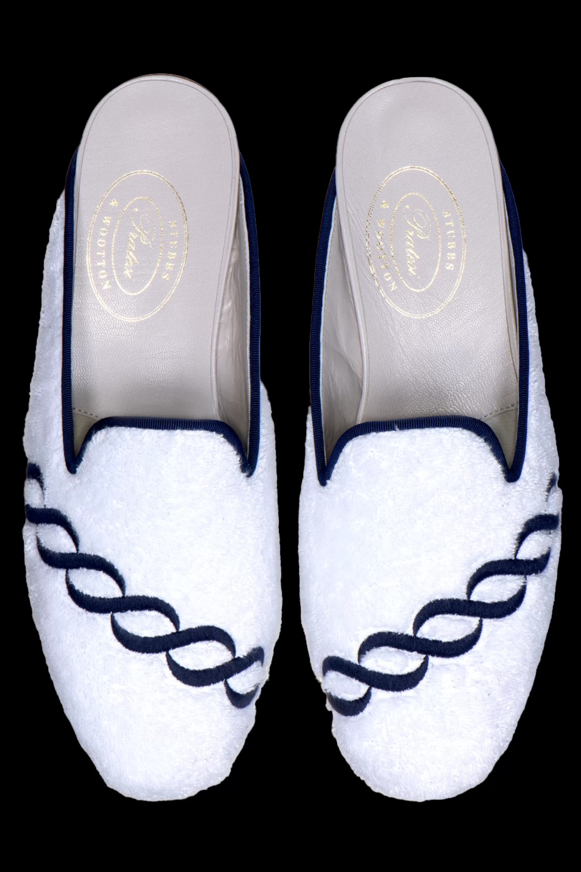 Mule*Stubbs & Wootton Treccia Navy Cloth Mule (Men) White