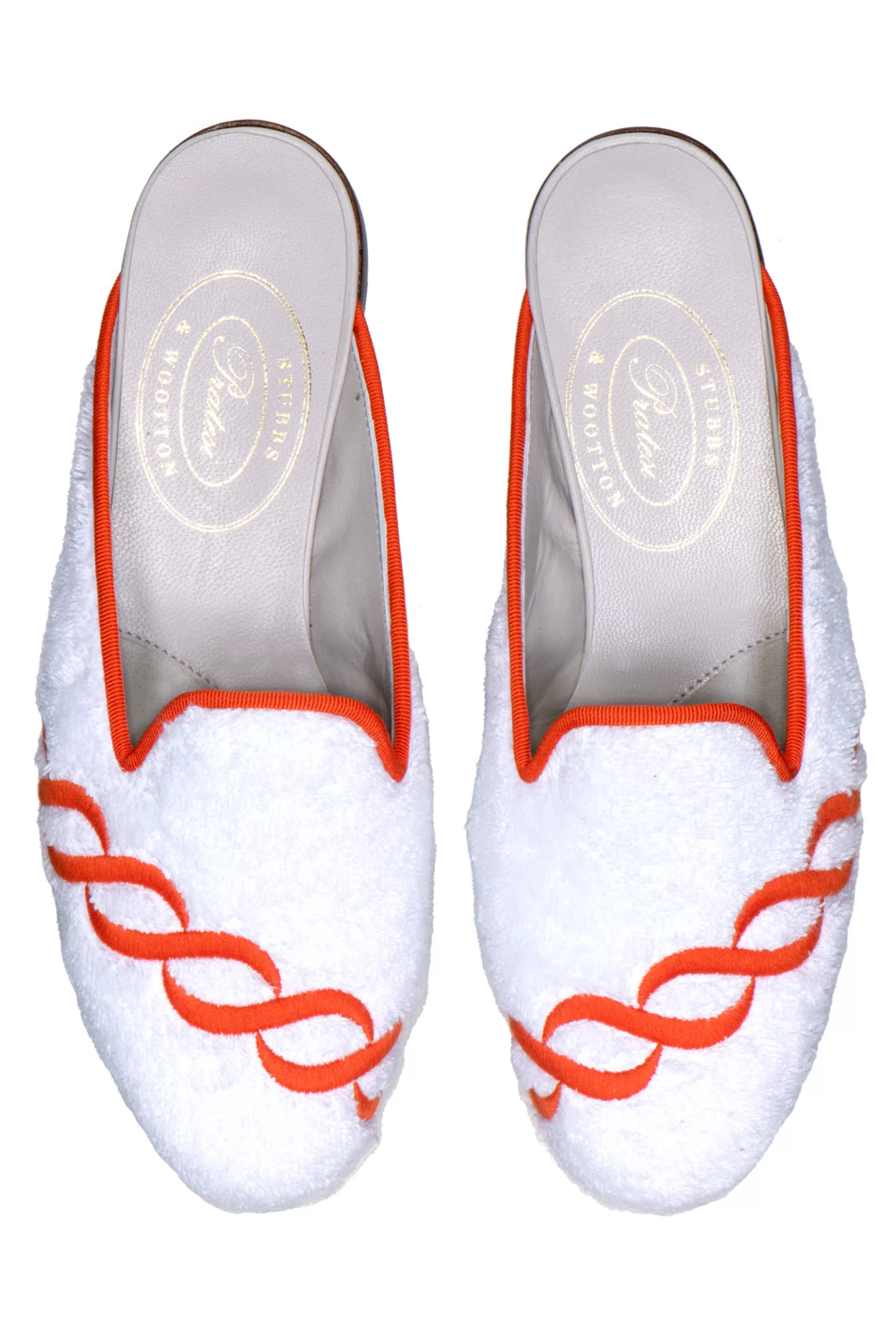 Mule*Stubbs & Wootton Treccia Orange Cloth Mule (Men) White