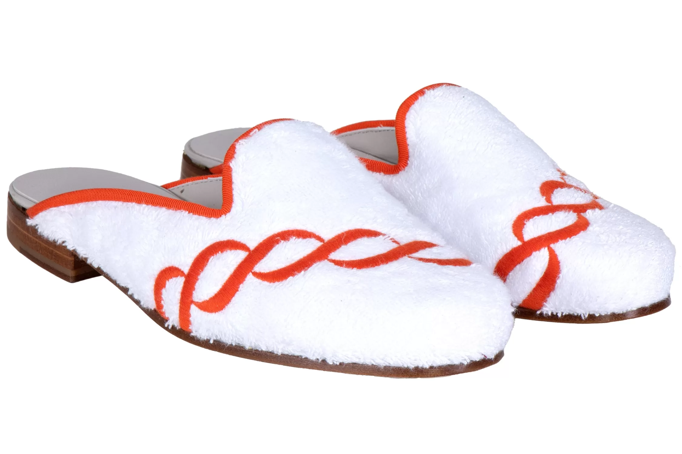 Mule*Stubbs & Wootton Treccia Orange Cloth Mule (Men) White