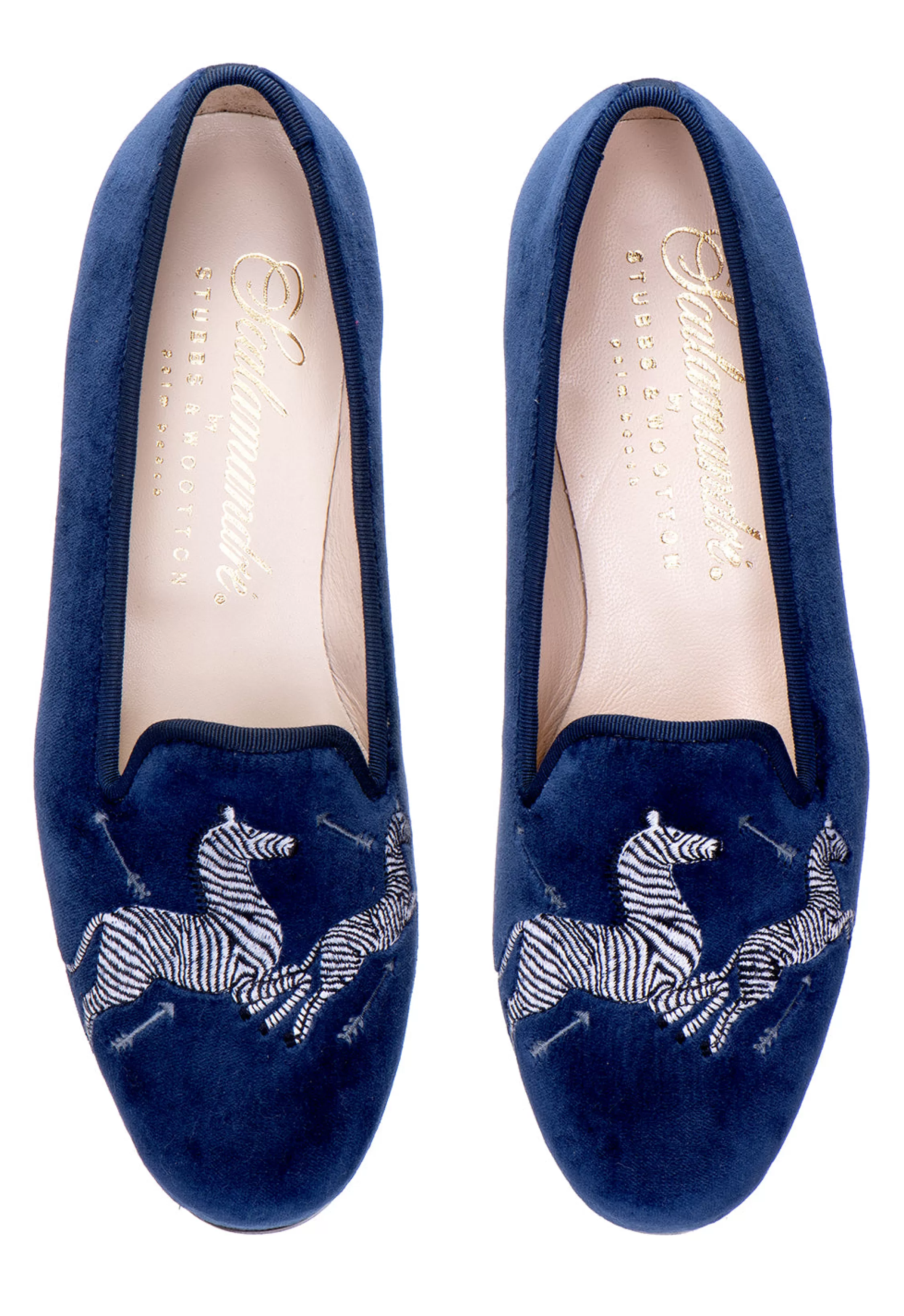 Slipper*Stubbs & Wootton Zebras Velvet Slipper (Men) Navy