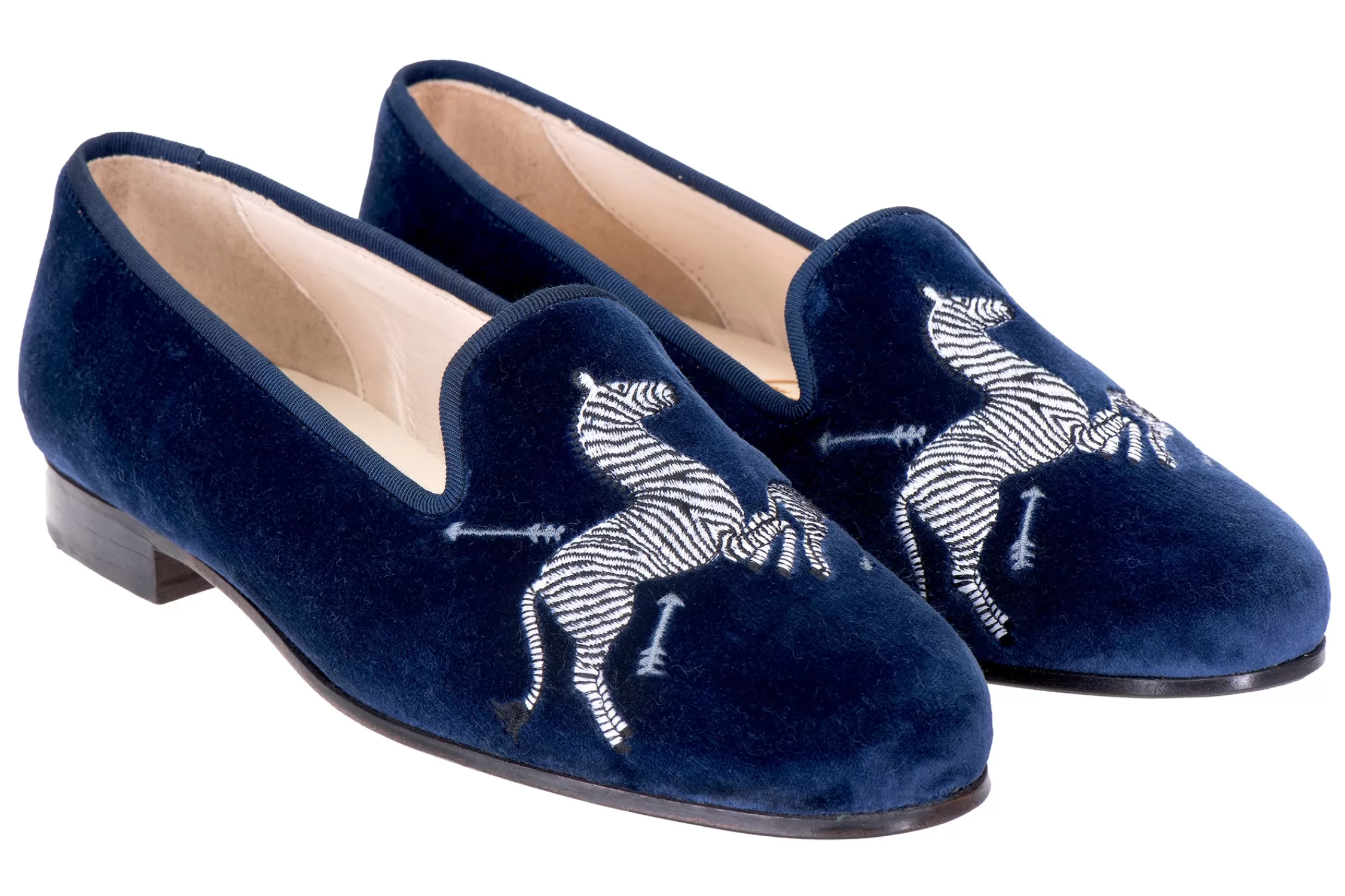 Slipper*Stubbs & Wootton Zebras Velvet Slipper (Men) Navy